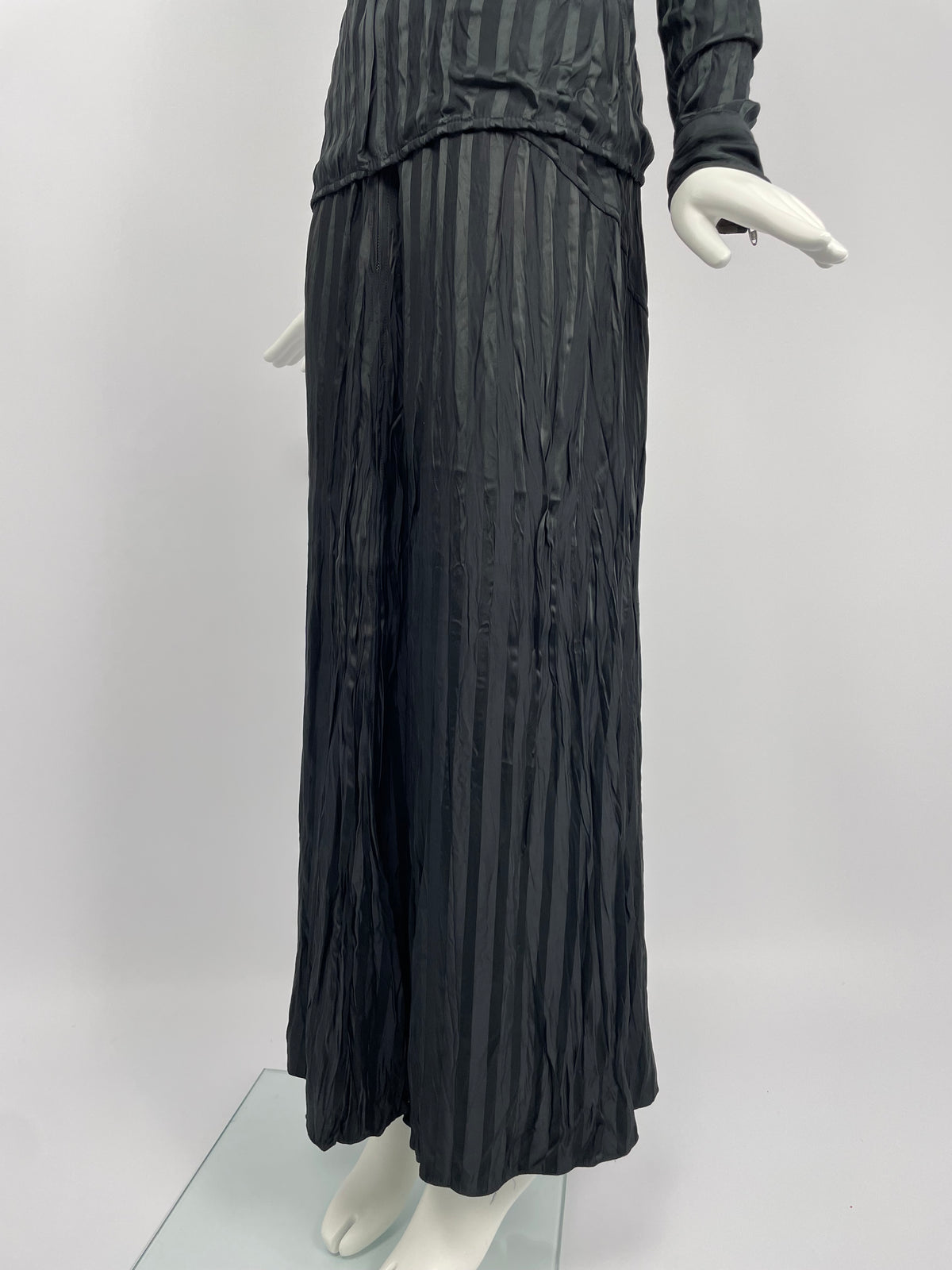 Jean Paul Gaultier 1990’s Wrinkled Satin Pinstripe suit