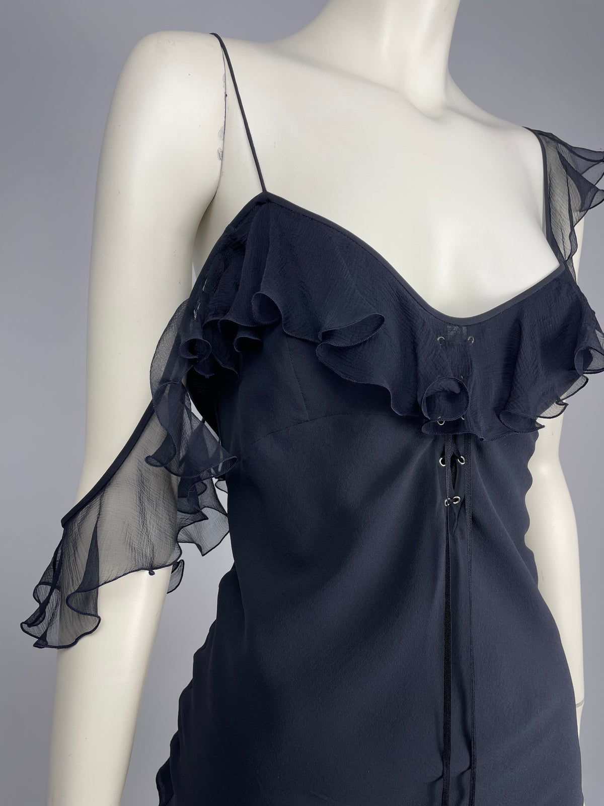 Dior by John Galliano S/S 2004 ruffled asymmetrical top.