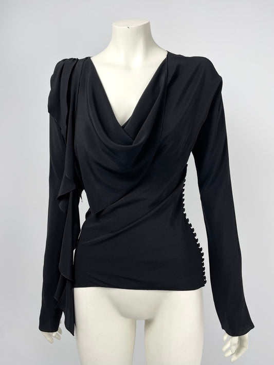 Dior by John Galliano S/S 2006 asymmetrical silk top.