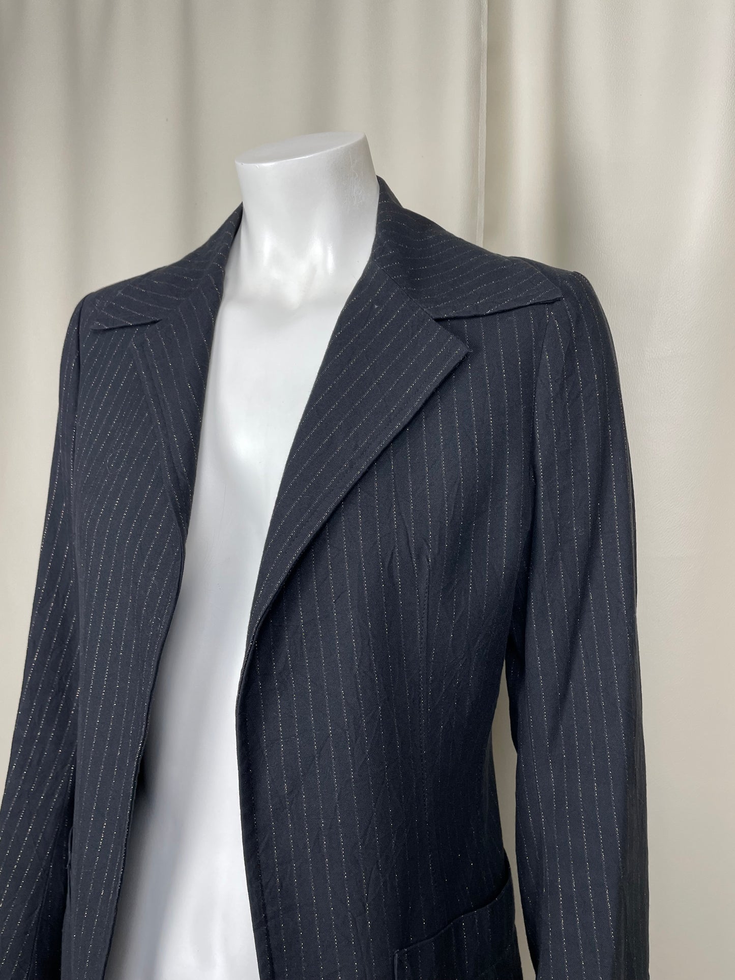 Yohji Yamamoto Pinstripe Long Blazer (M)