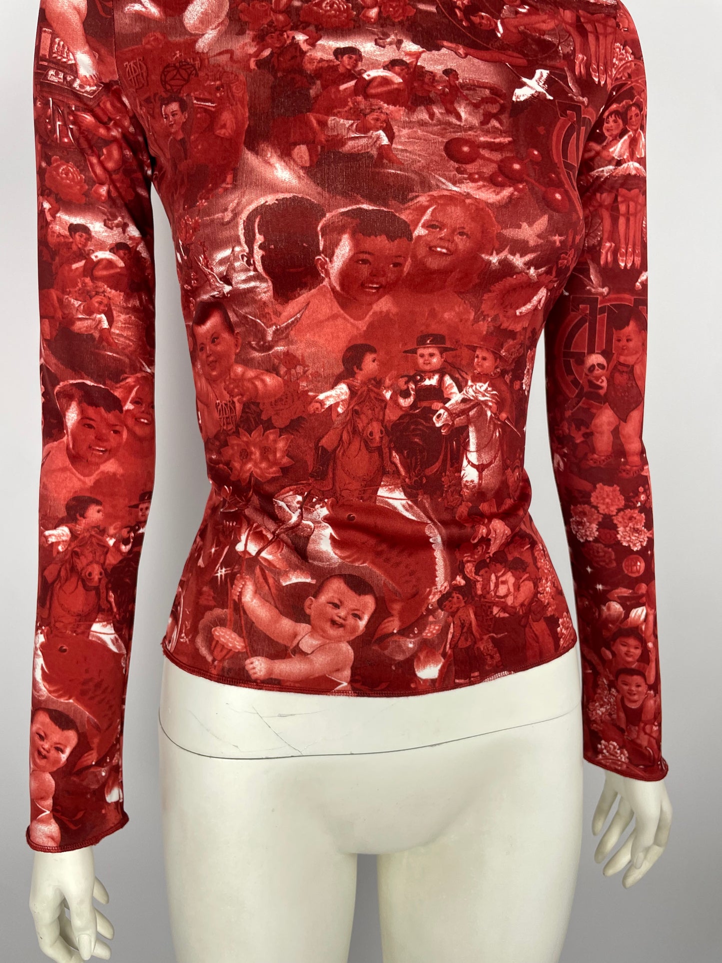 Jean Paul Gaultier Chinese Print Mesh Top