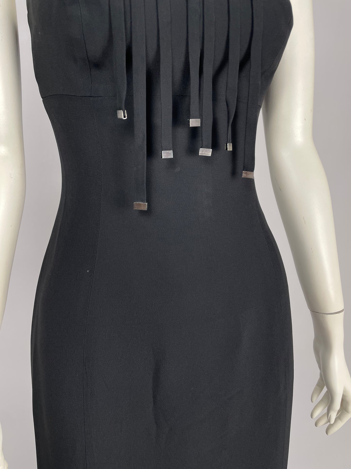 Claude Montana 1990’s metal fringes gown.