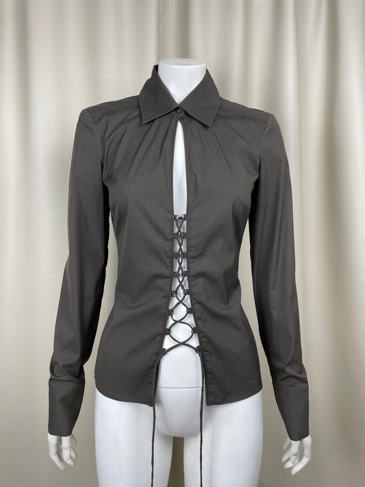 Gucci by Tom Ford S/S 2002 Lace Up Shirt (S)