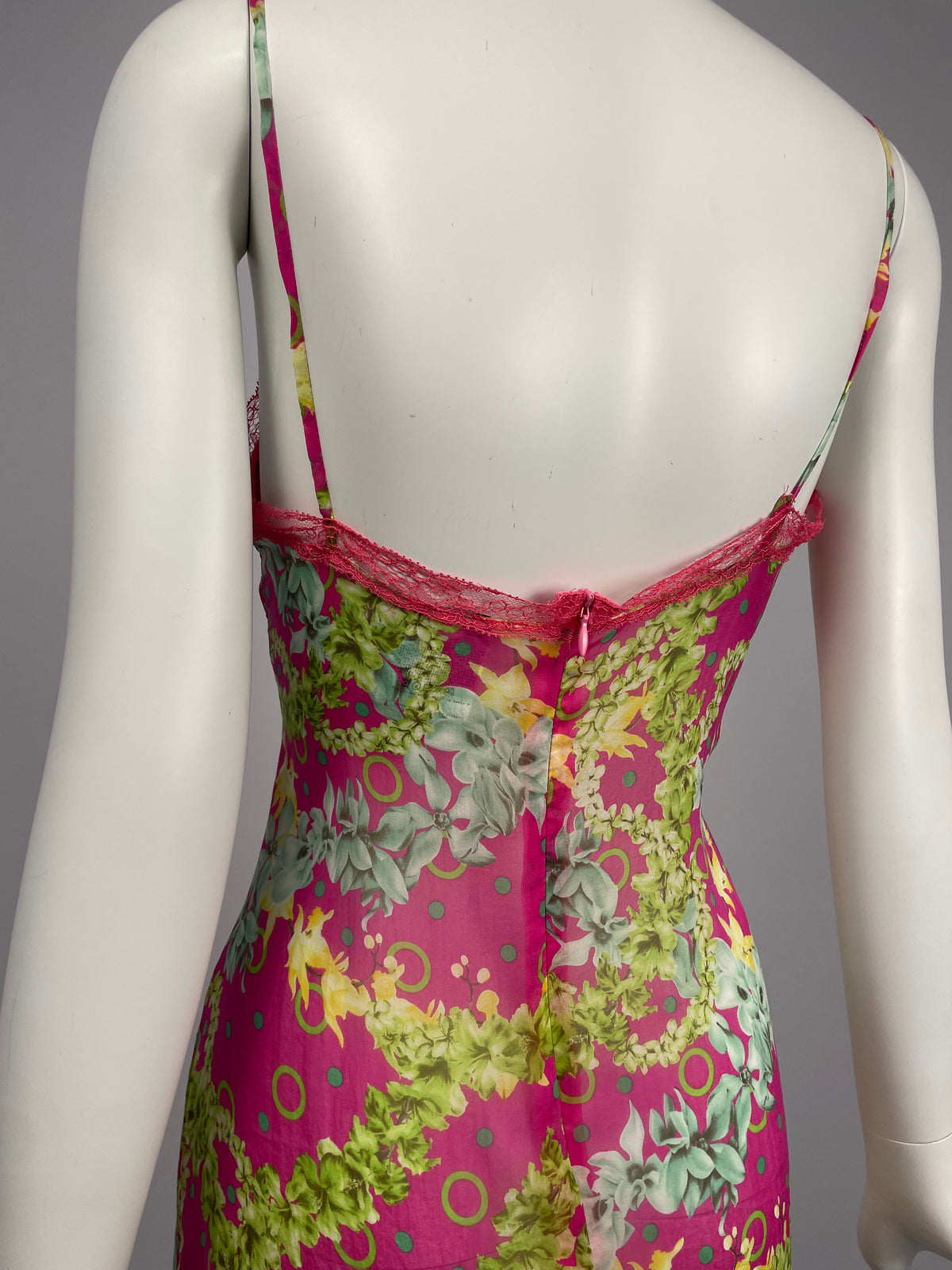 Versace 2000's Pink Flower Print Mini dress