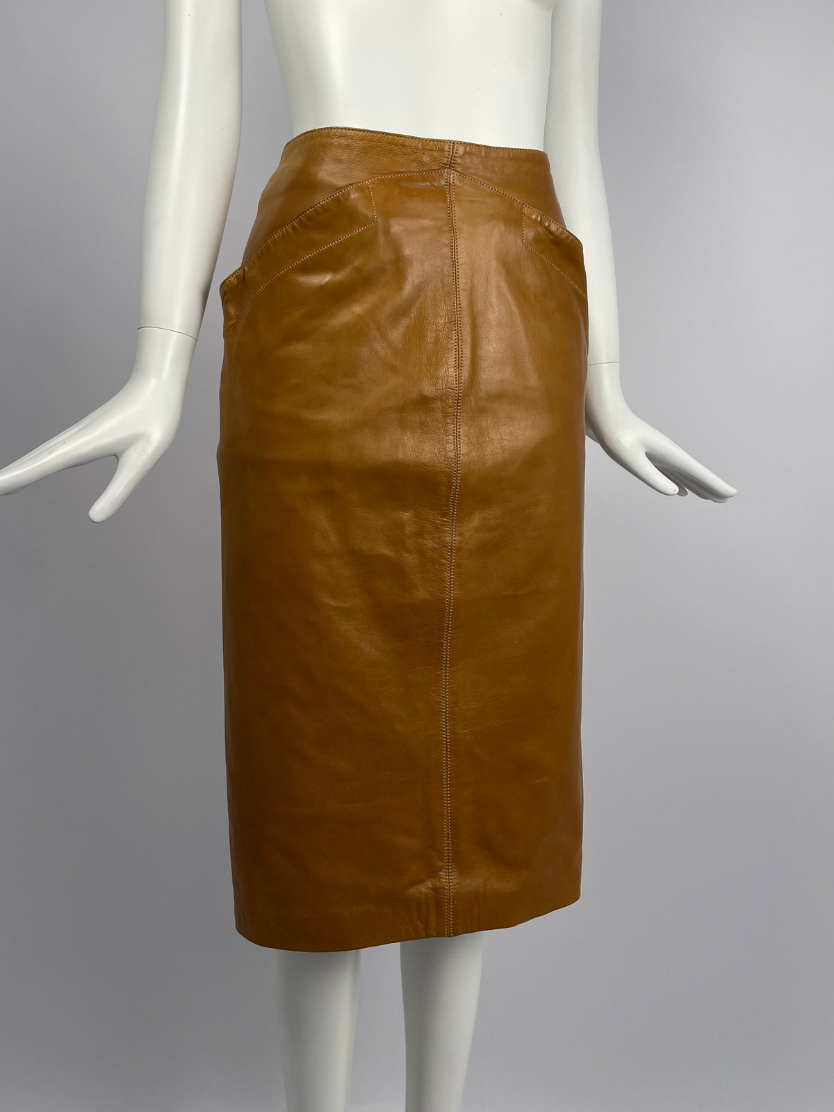 Claude Montana 1980's Ideal Cuirs leather skirt