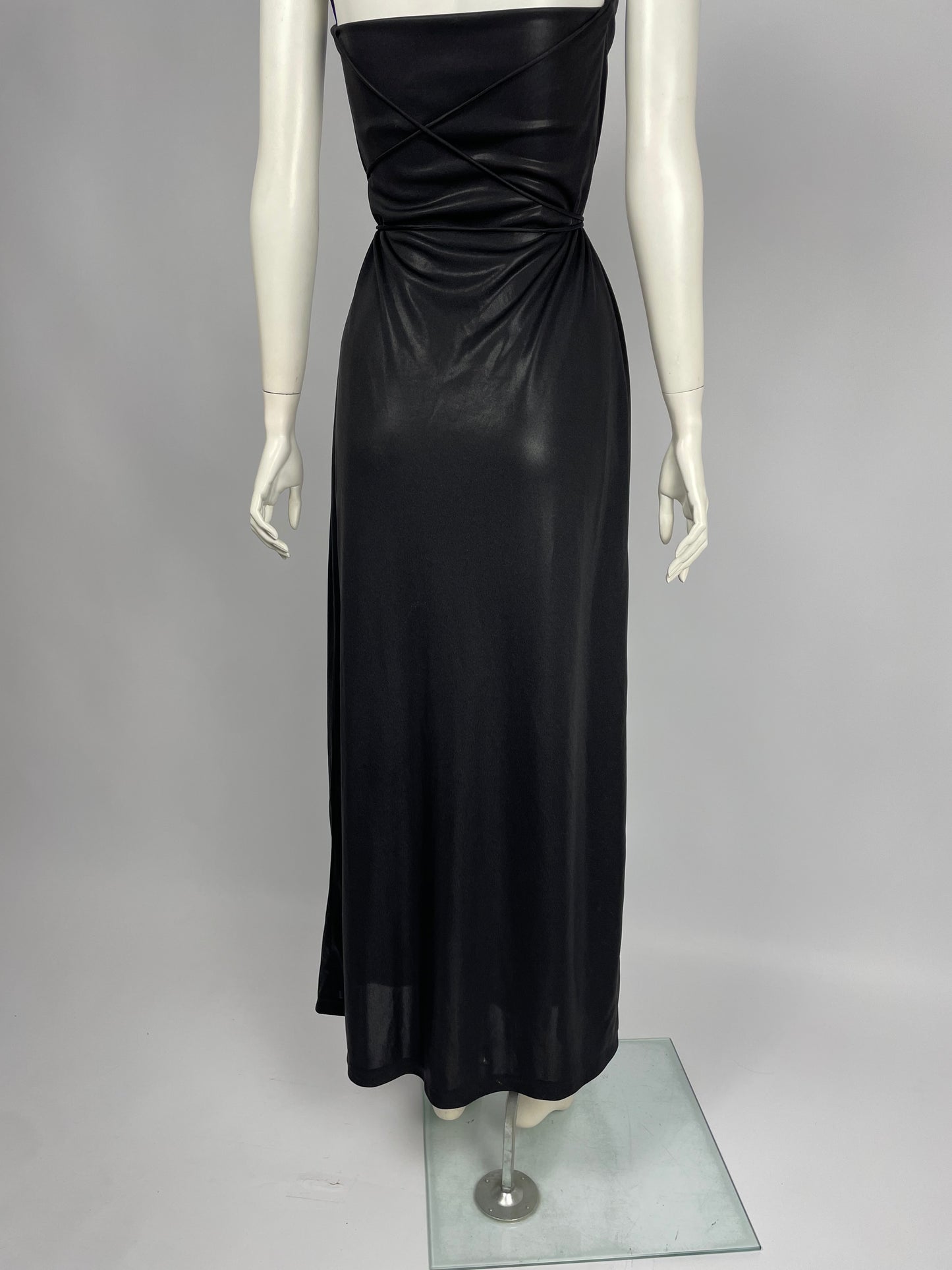 Plein Sud 1990’s Glittery bondage maxi dress