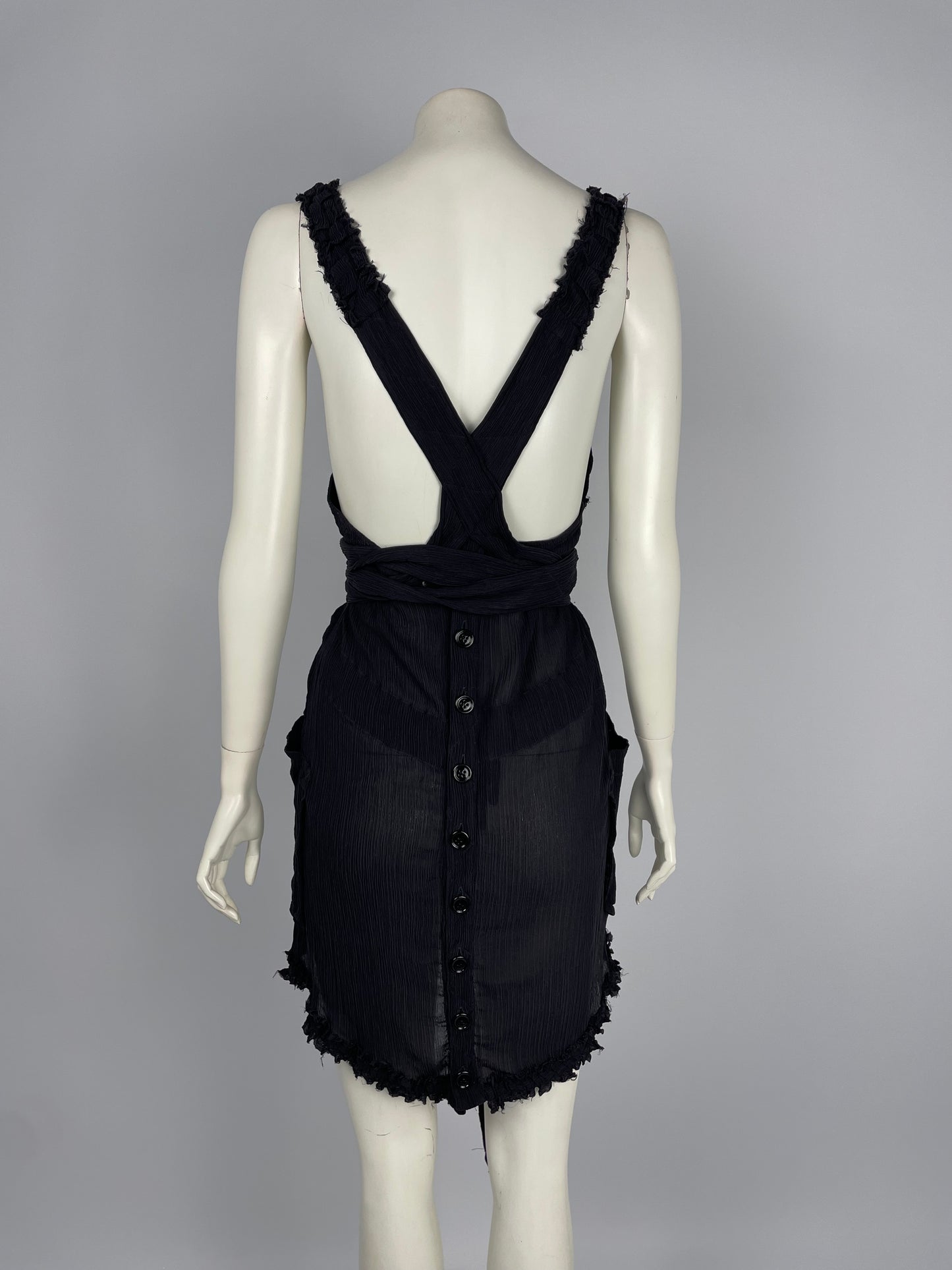 Saint Laurent 2000’s bondage wrinkled mini dress.