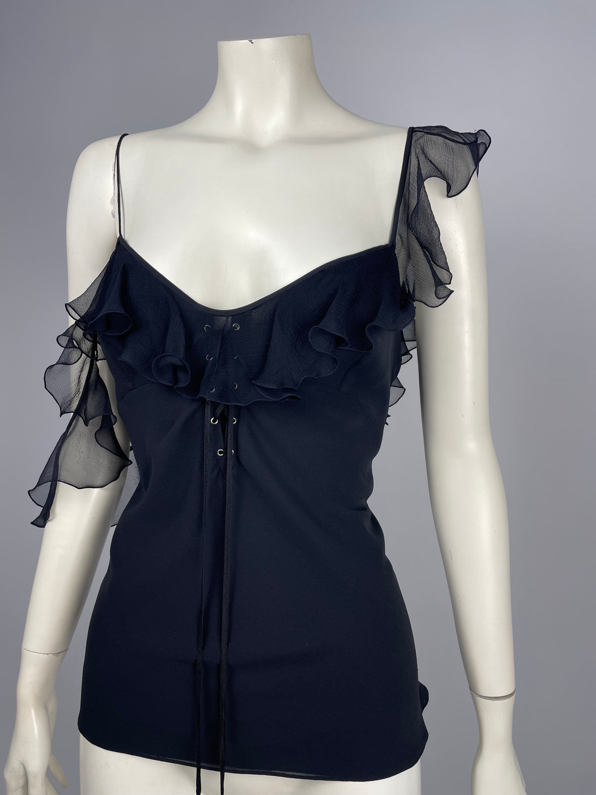 Dior by John Galliano S/S 2004 ruffled asymmetrical top.