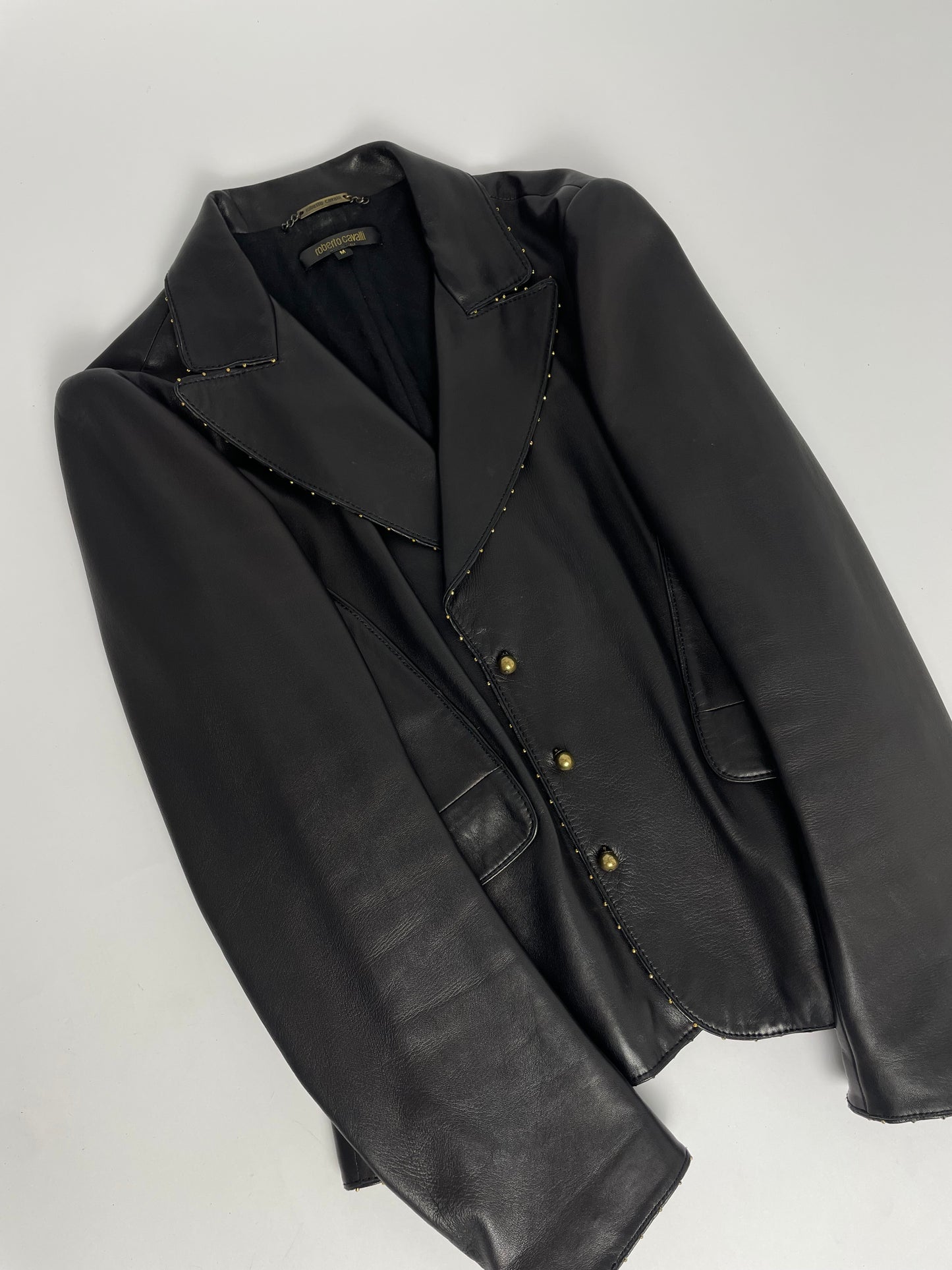 Roberto Cavalli F/W 2004 leather studded jacket. &nbsp;