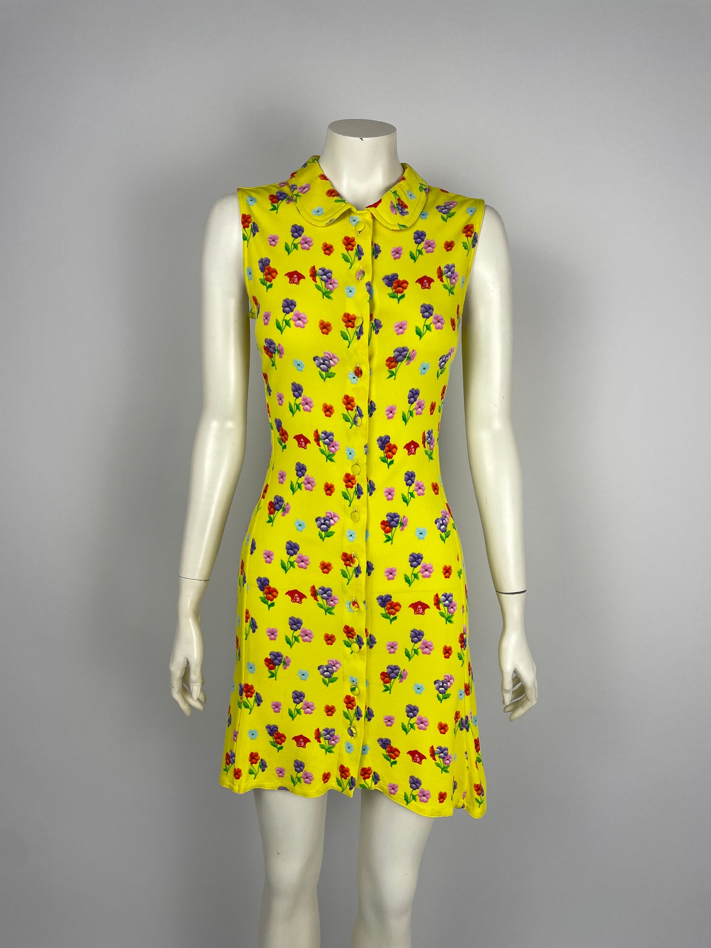 Gianni Versace S/S 1996 yellow button up dress.
