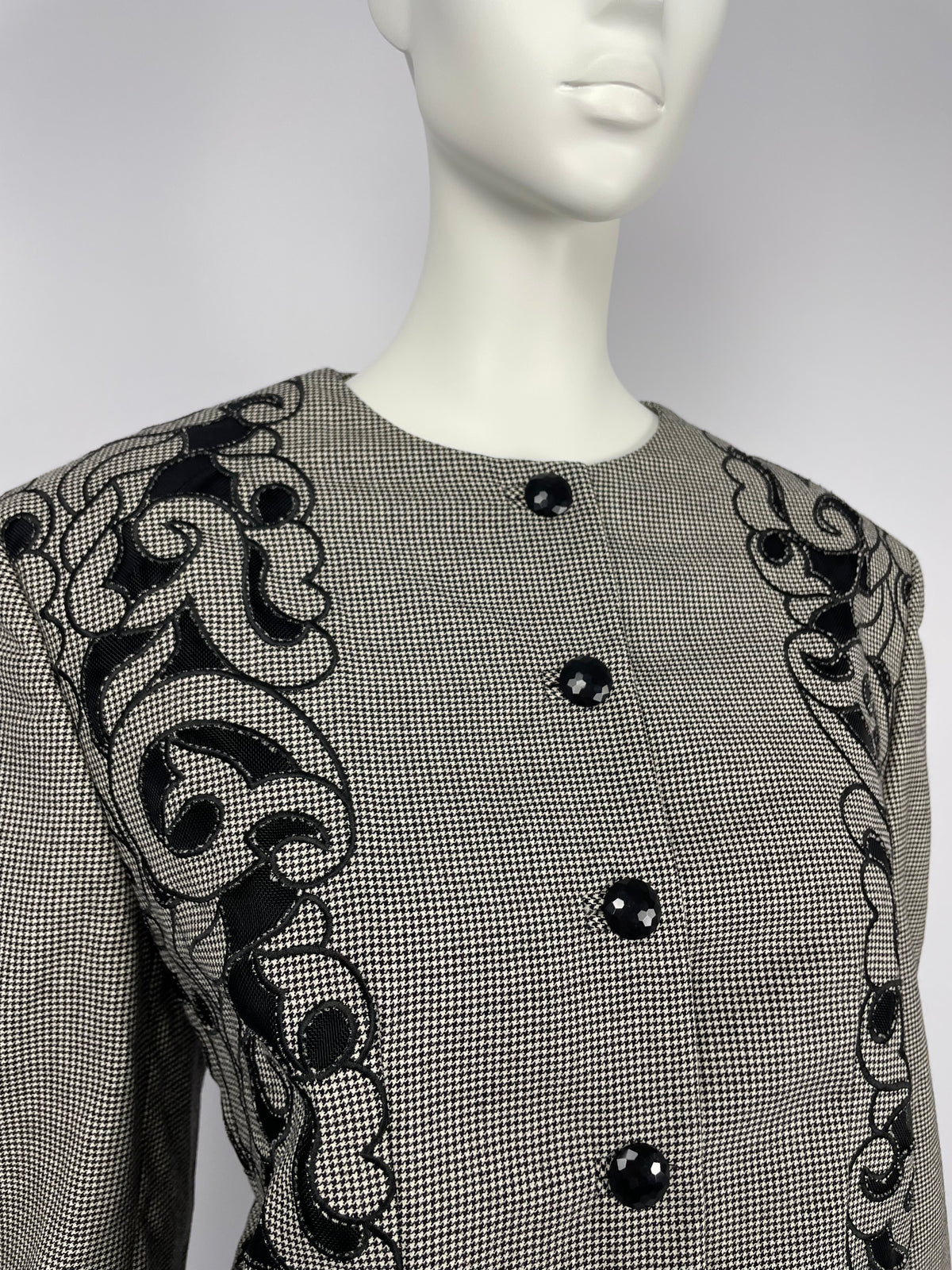 Gianni Versace Couture F/W 1989 tribal houndstood blazer