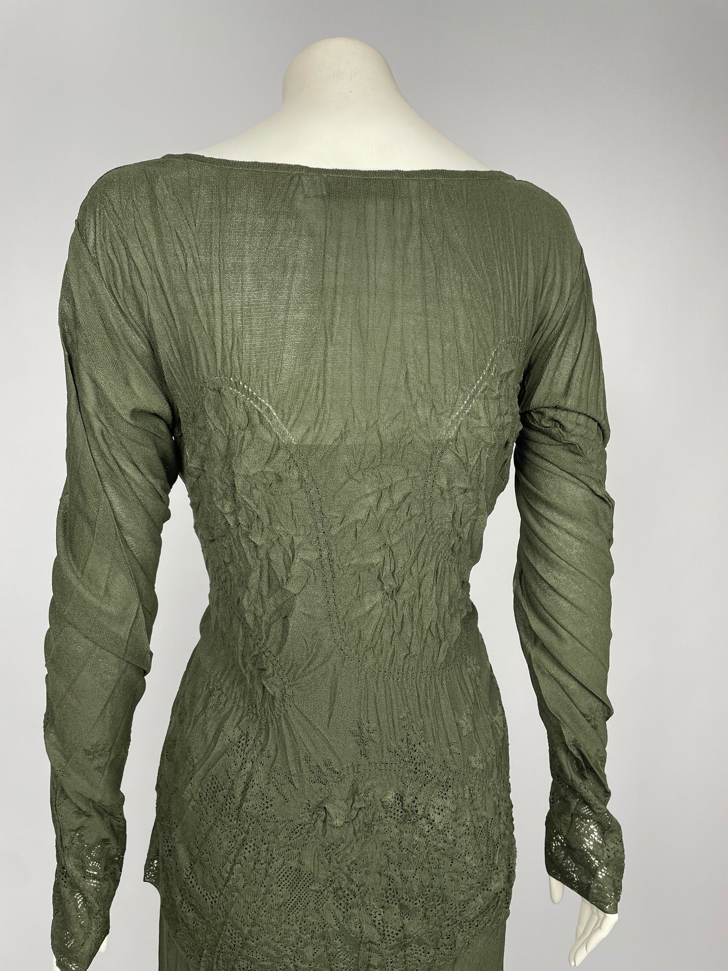 Christian Dior by John Galliano F/W 2006 laser cut wrinkled dress set.