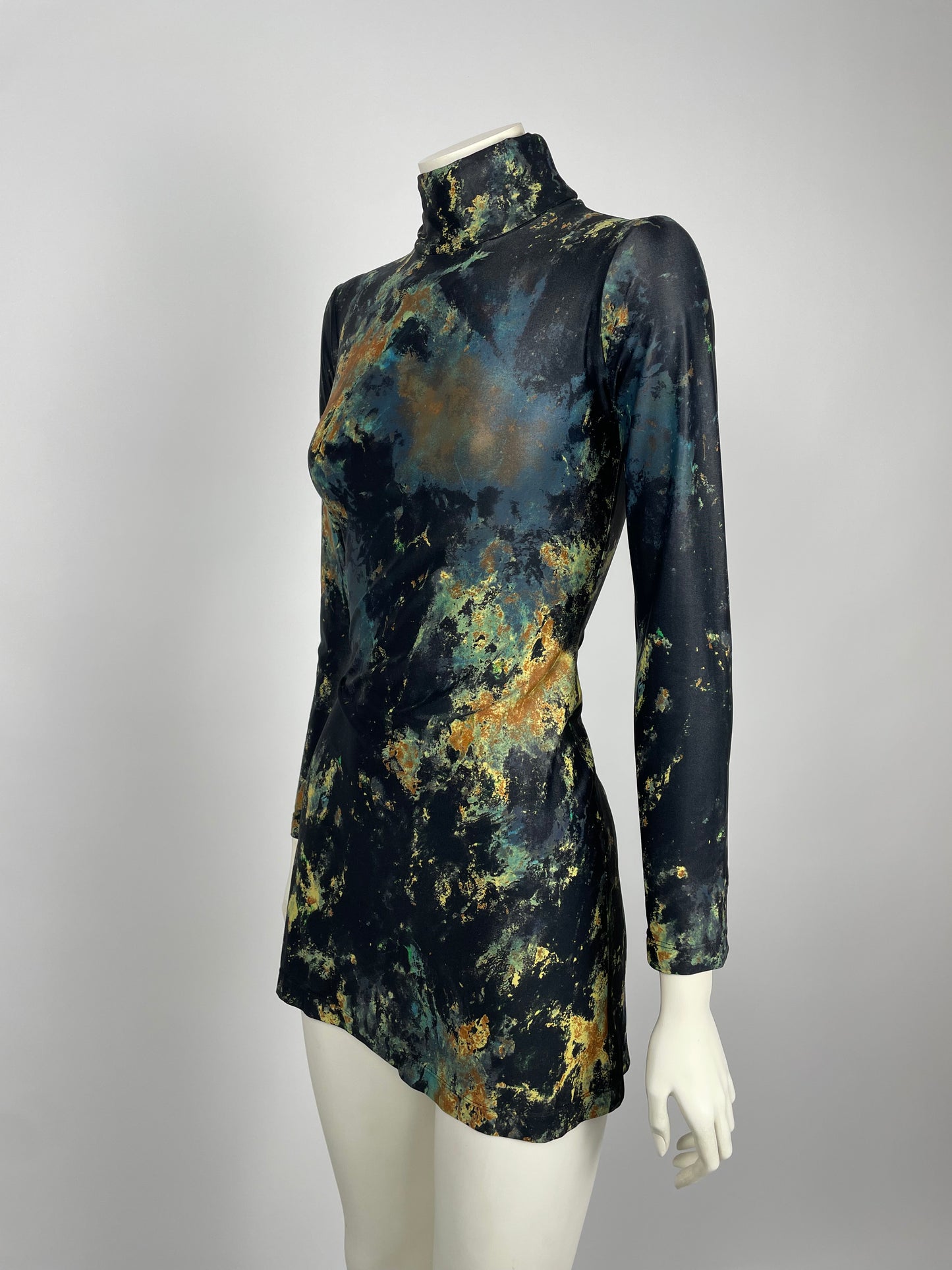 Plein Sud 1990’s Printed turtleneck dress.