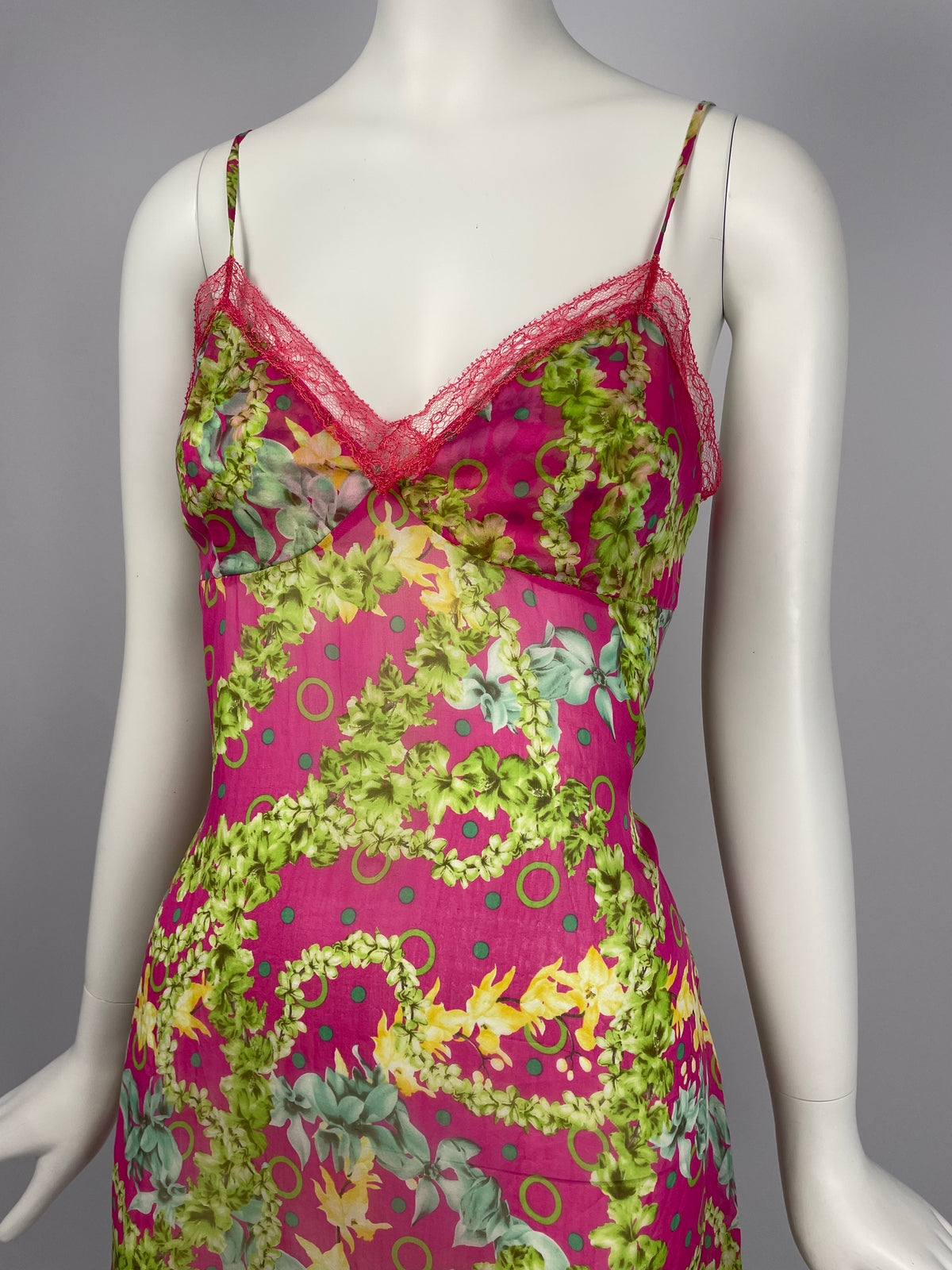 Versace 2000's Pink Flower Print Mini dress