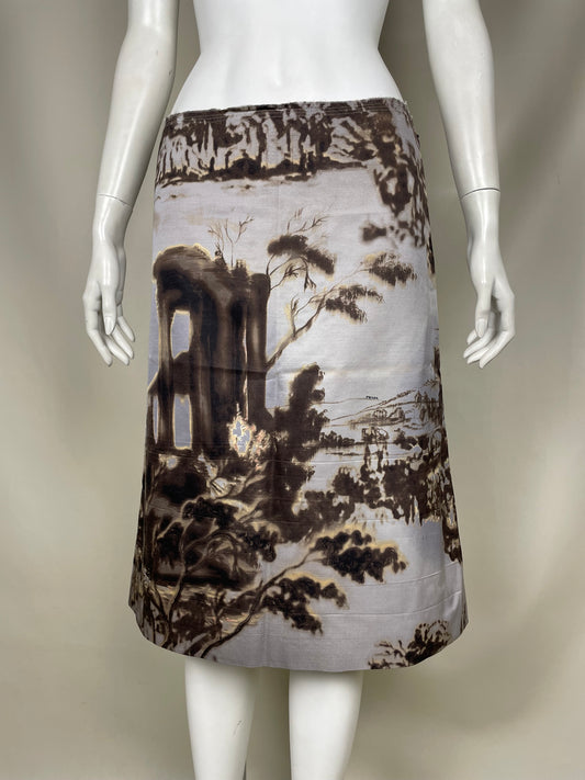 Prada F/W 2004 Printed Midi Skirt (S)