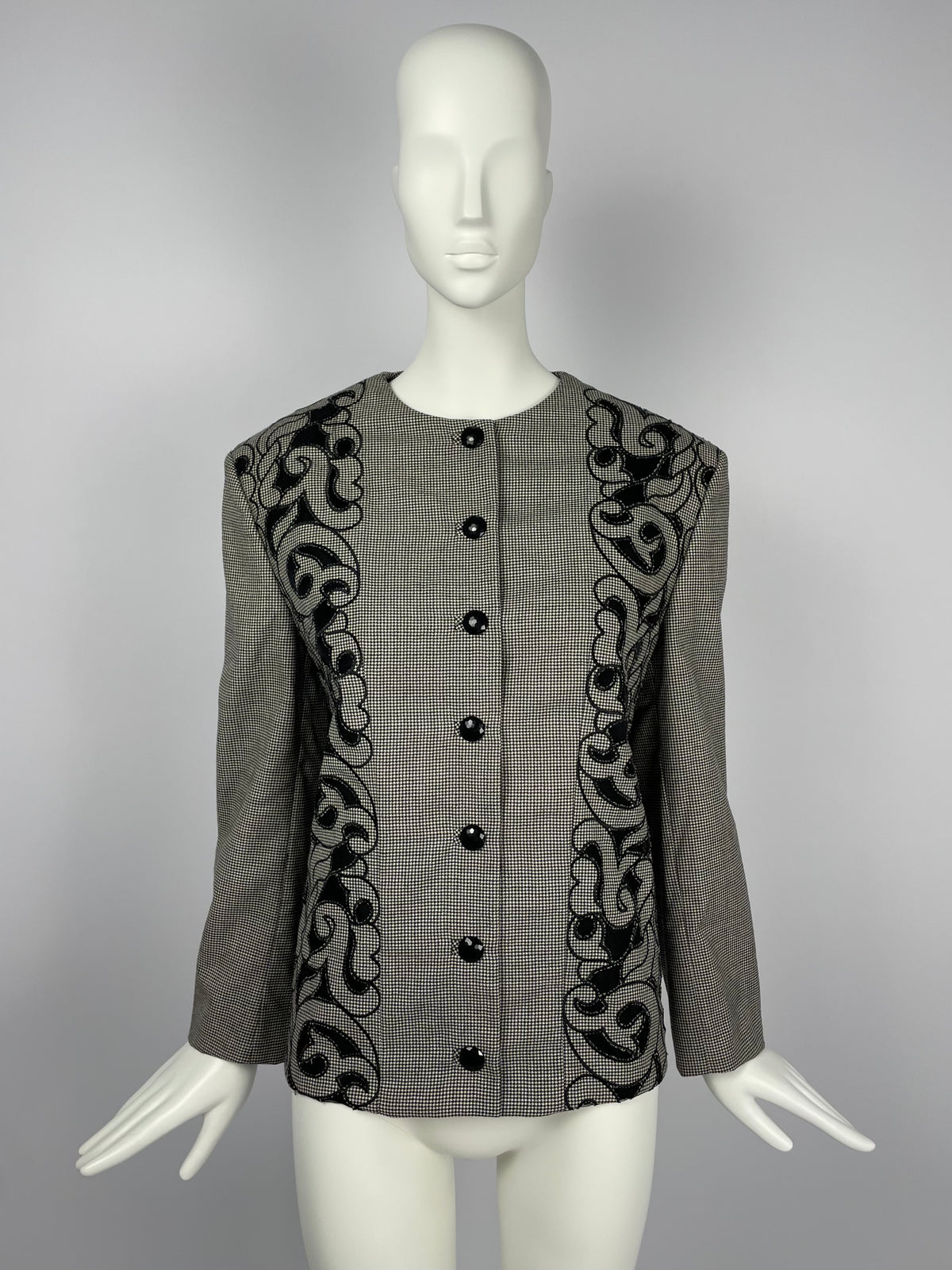Gianni Versace Couture F/W 1989 tribal houndstood blazer