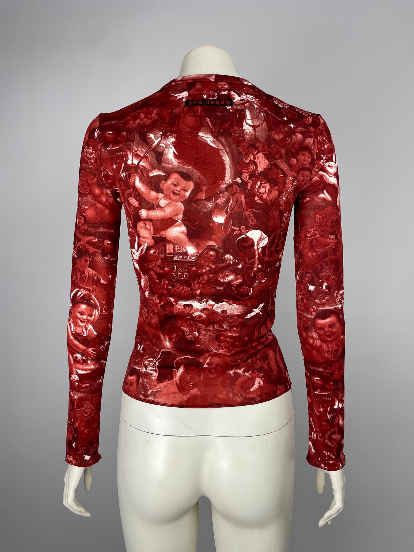 Jean Paul Gaultier Chinese Print Mesh Top