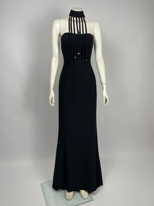 Claude Montana 1990’s metal fringes gown.