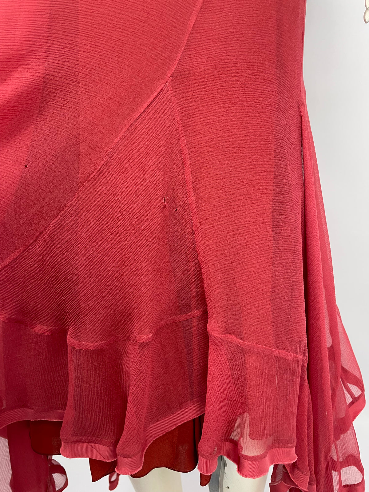 Chloé A/W 2017 red ruffled tie maxi dress.