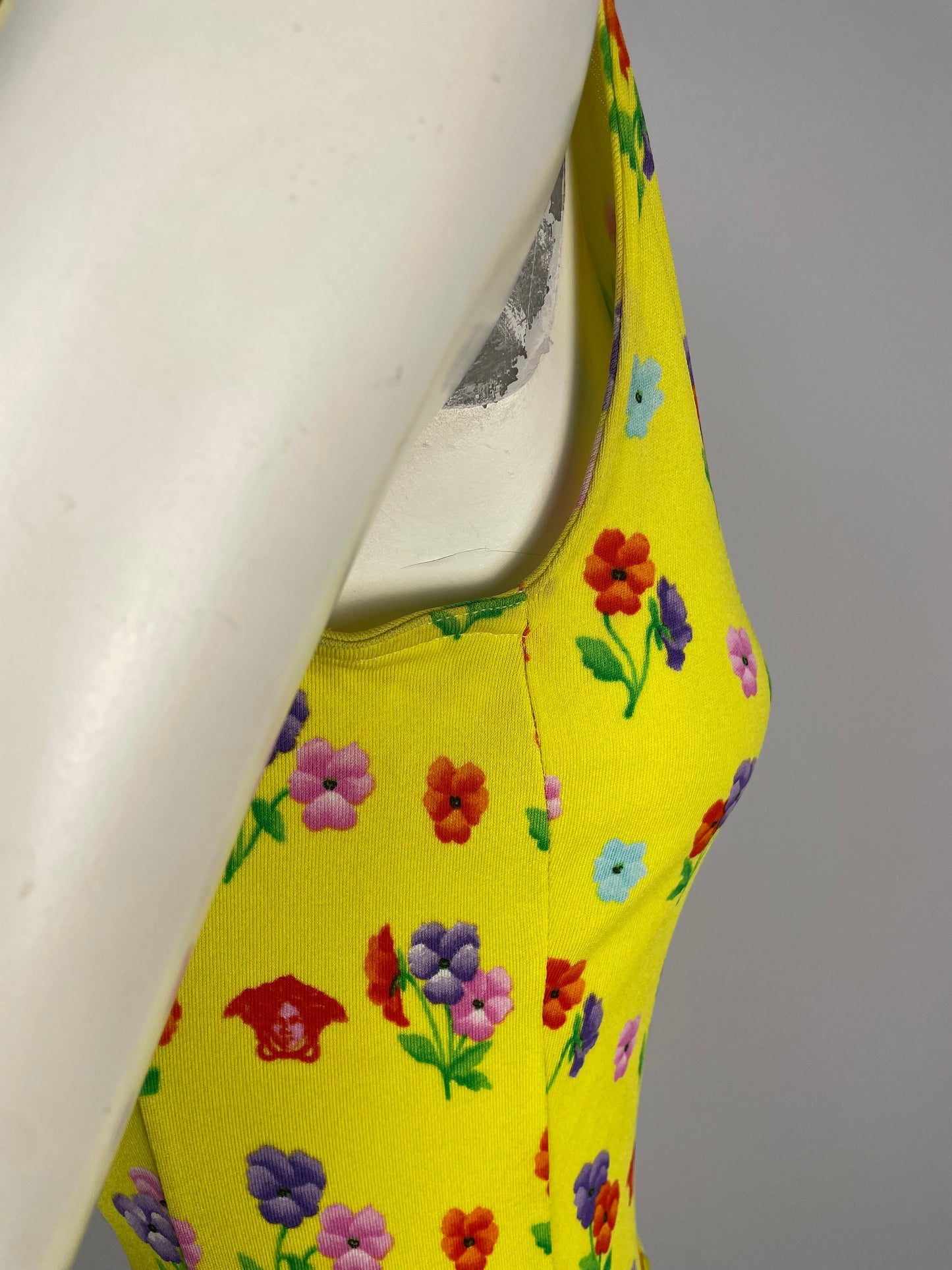 Gianni Versace S/S 1996 yellow button up dress.
