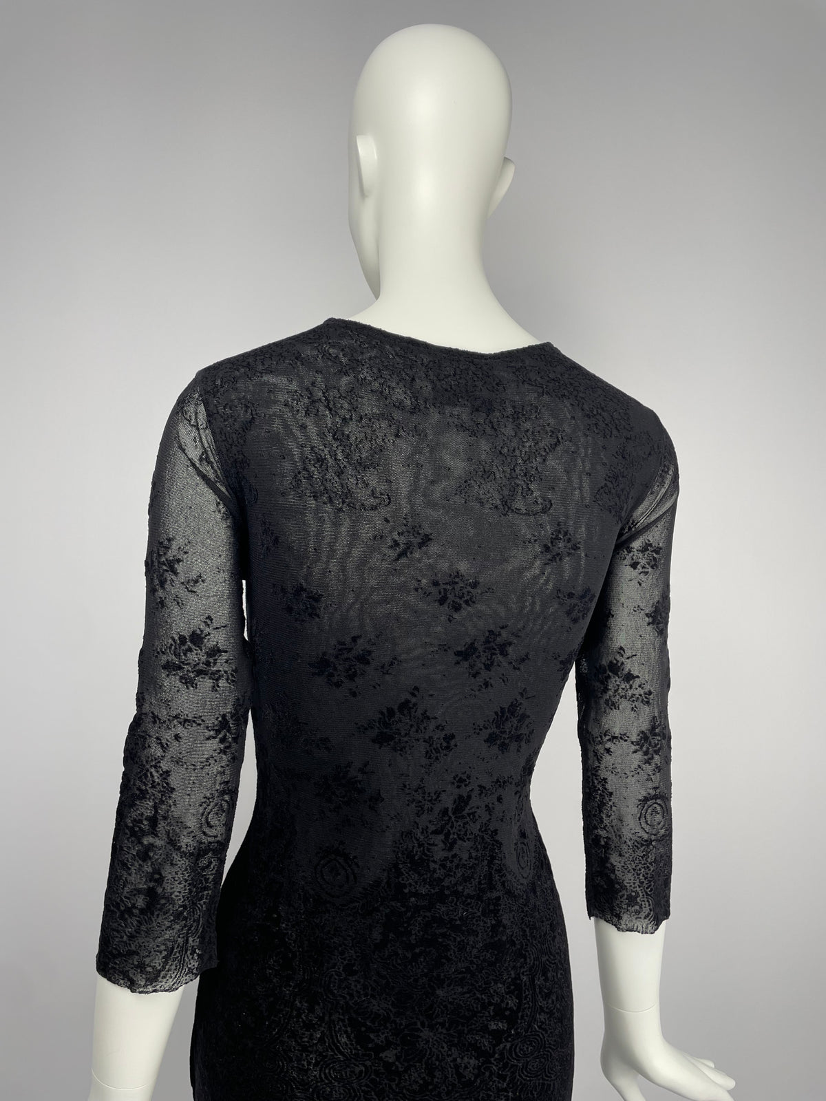Jean Paul Gaultier 1990's 3/4 sleeves lace mesh maxi dress