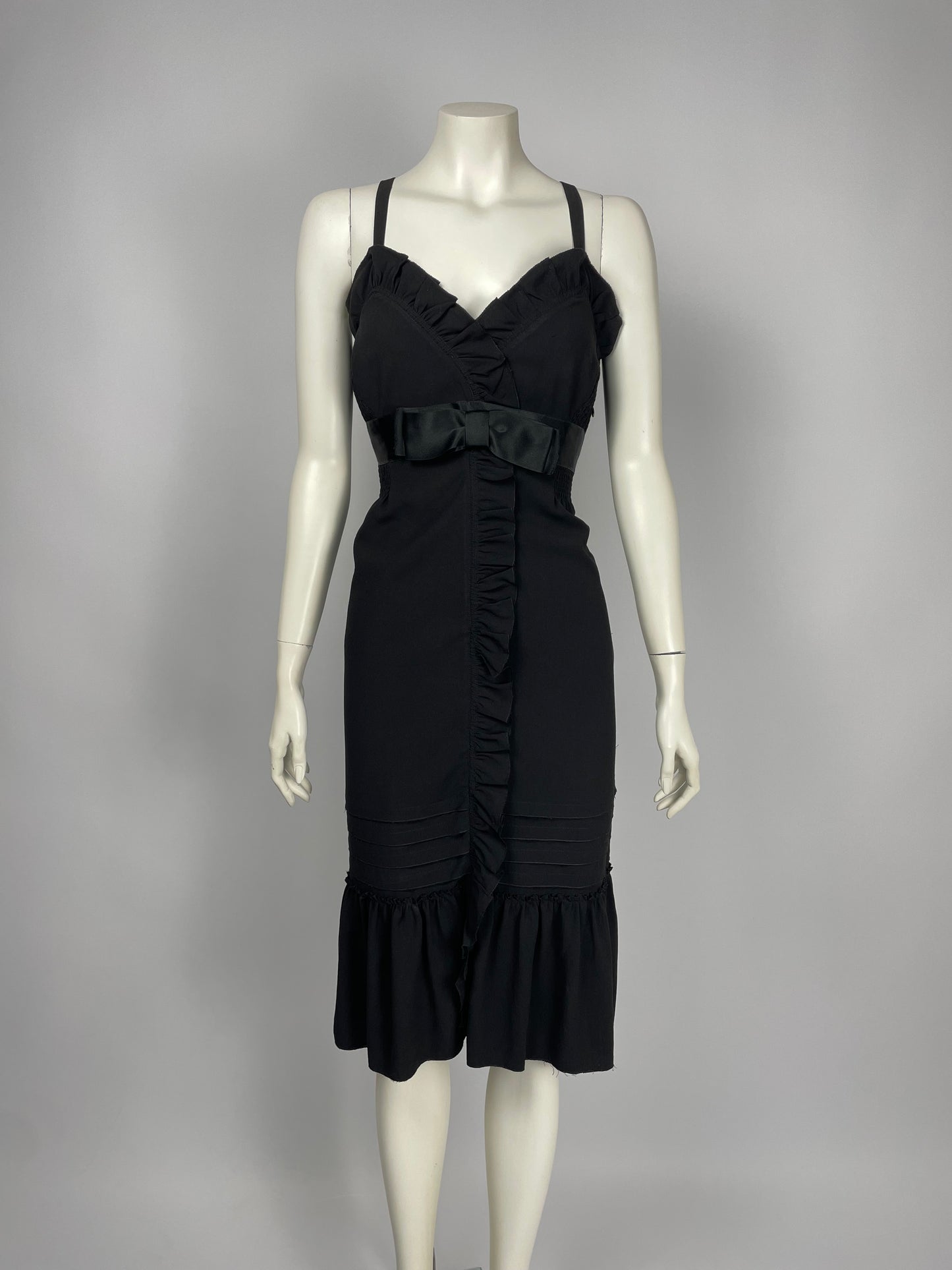 Prada black ruffle dress