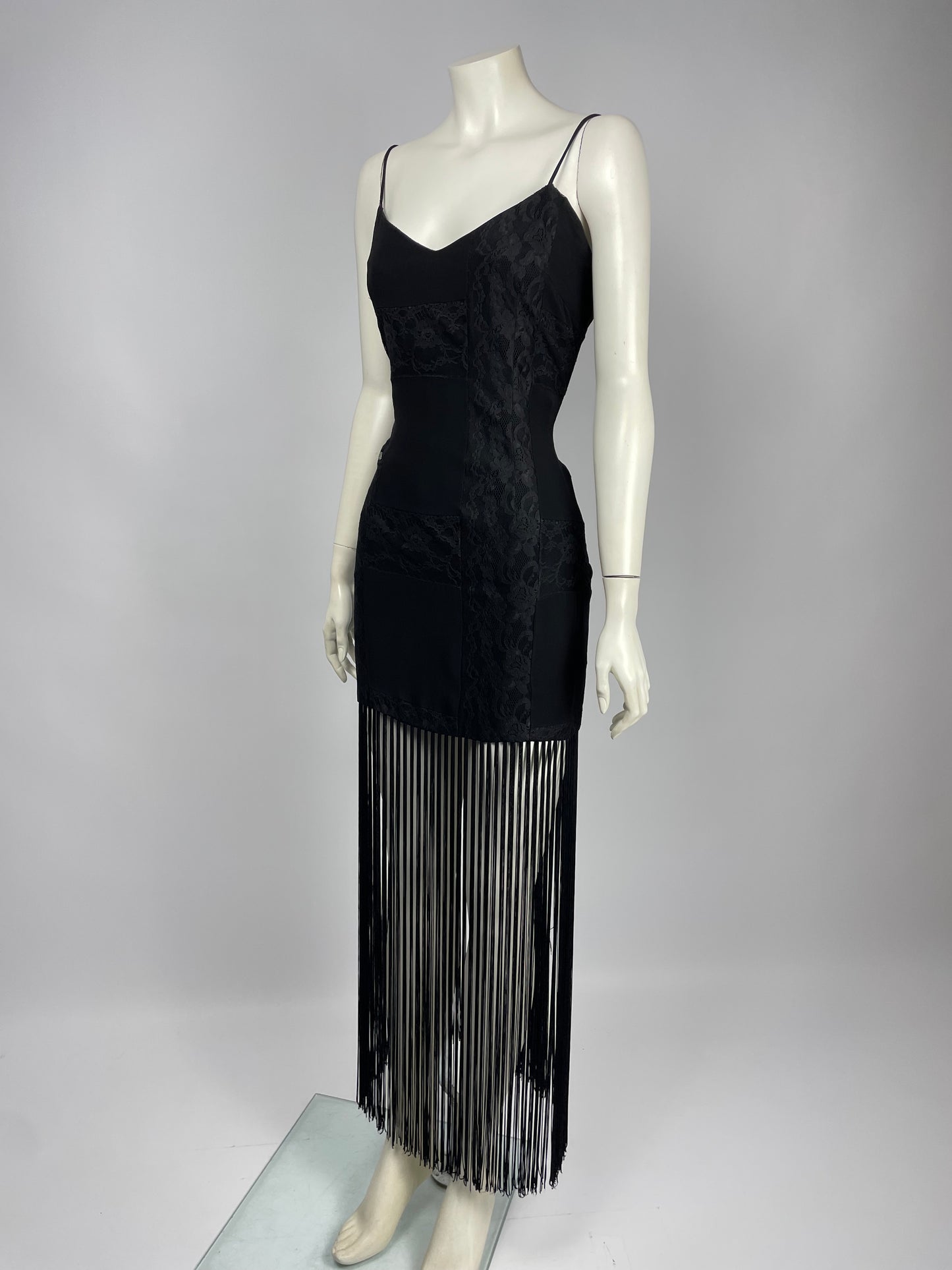 Dolce & Gabbana F/W 1993 Fringes And lace maxi dress.