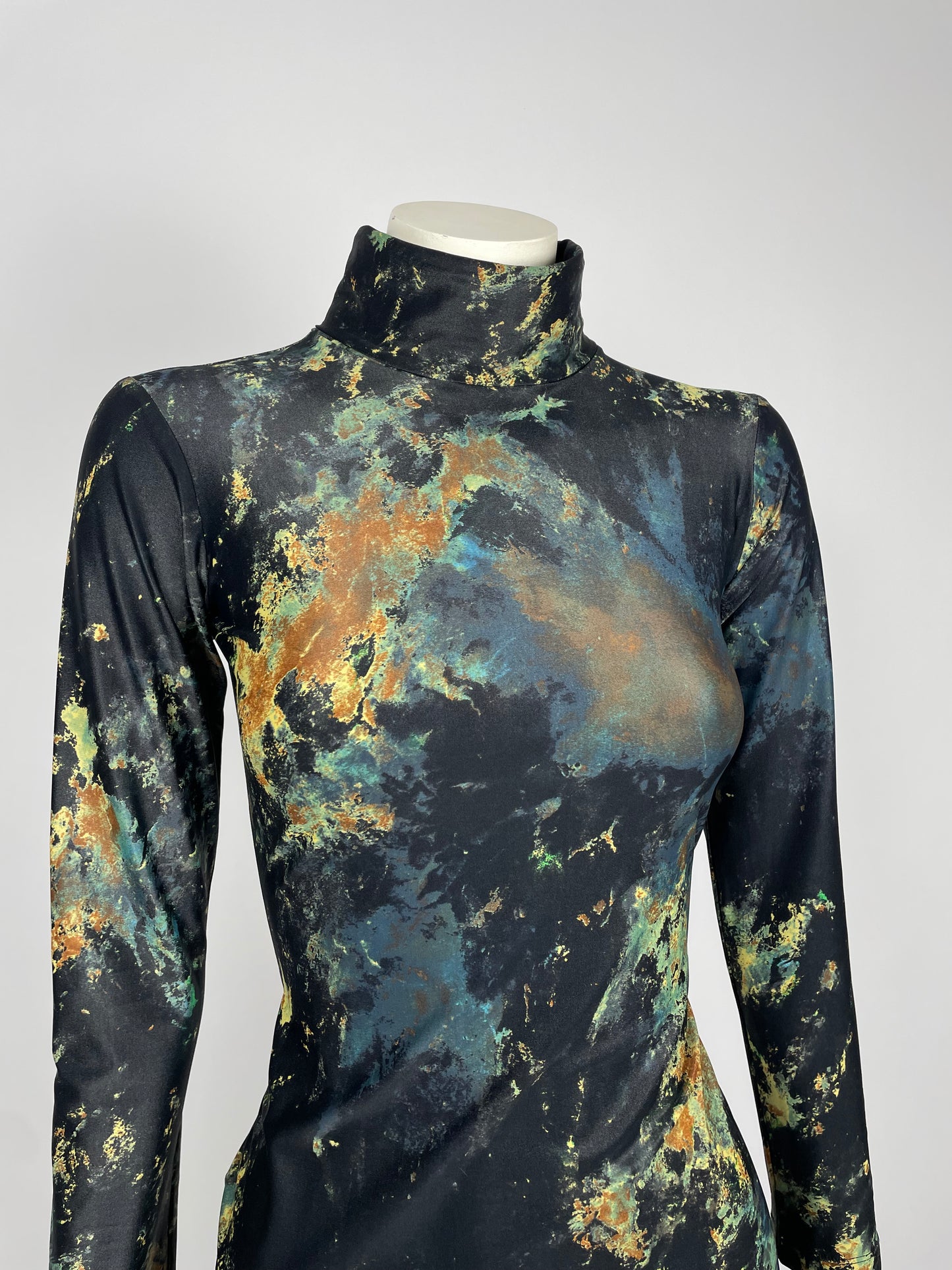 Plein Sud 1990’s Printed turtleneck dress.