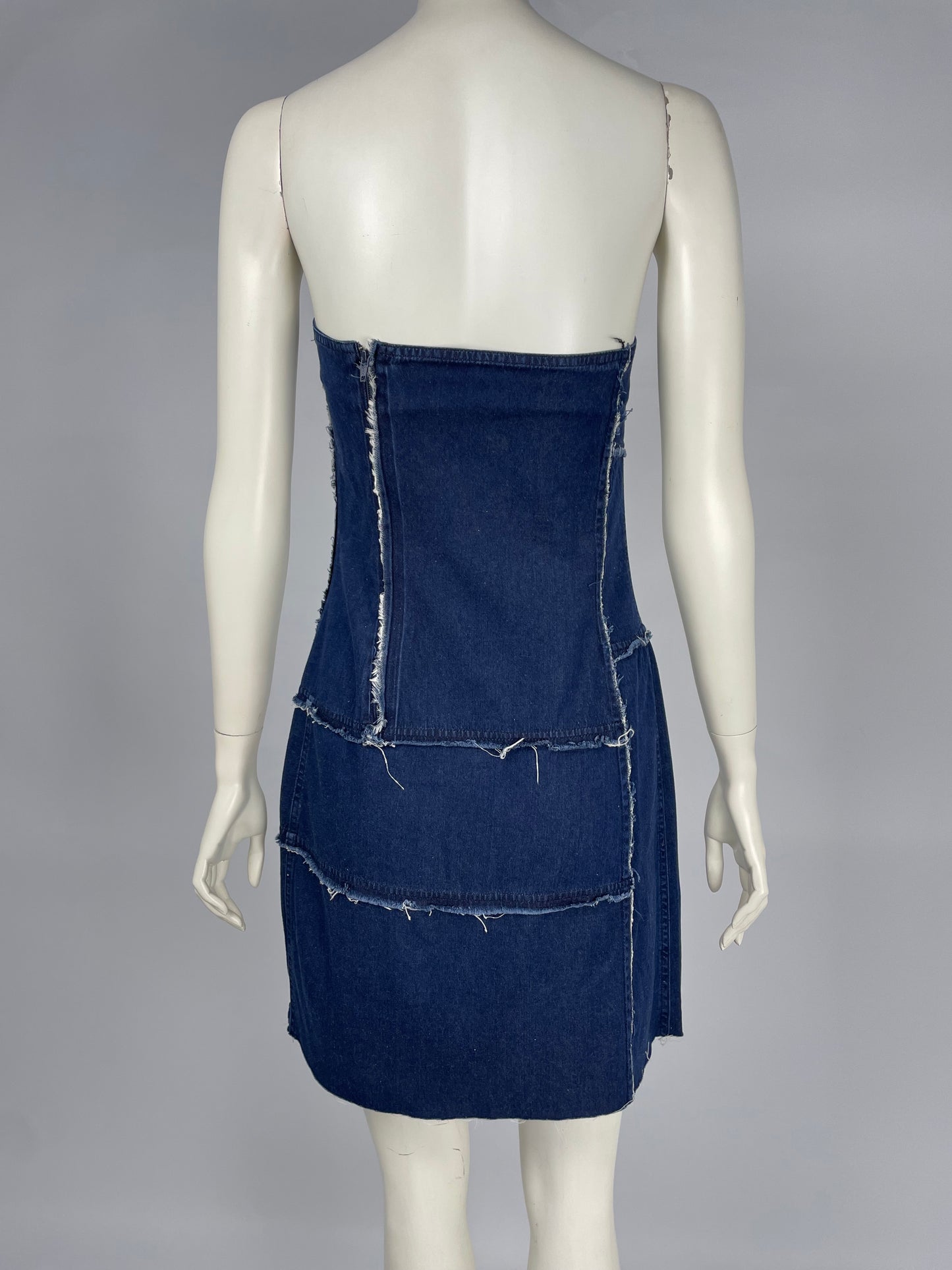 Plein Sud 1990’s Denim bustier mini dress