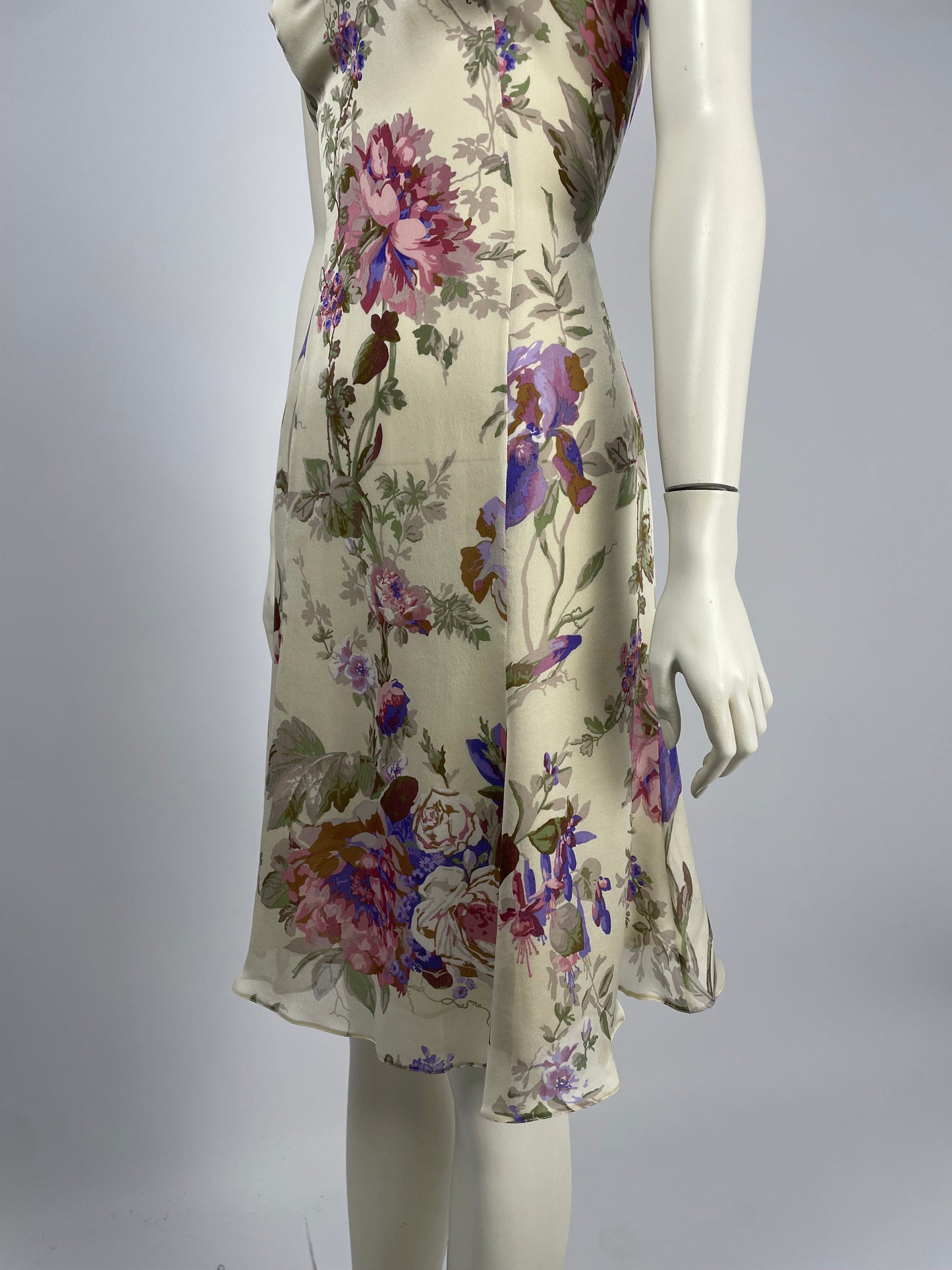 Giorgio Armani early 2000’s cowl neckline flower dress.