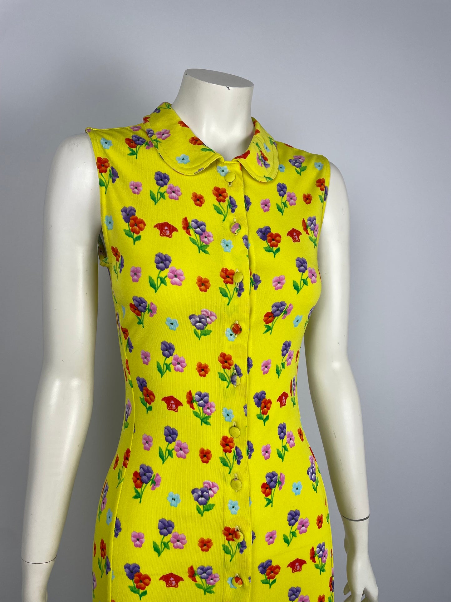 Gianni Versace S/S 1996 yellow button up dress.