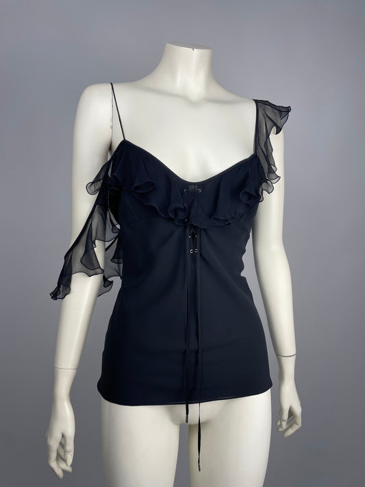 Dior by John Galliano S/S 2004 ruffled asymmetrical top.