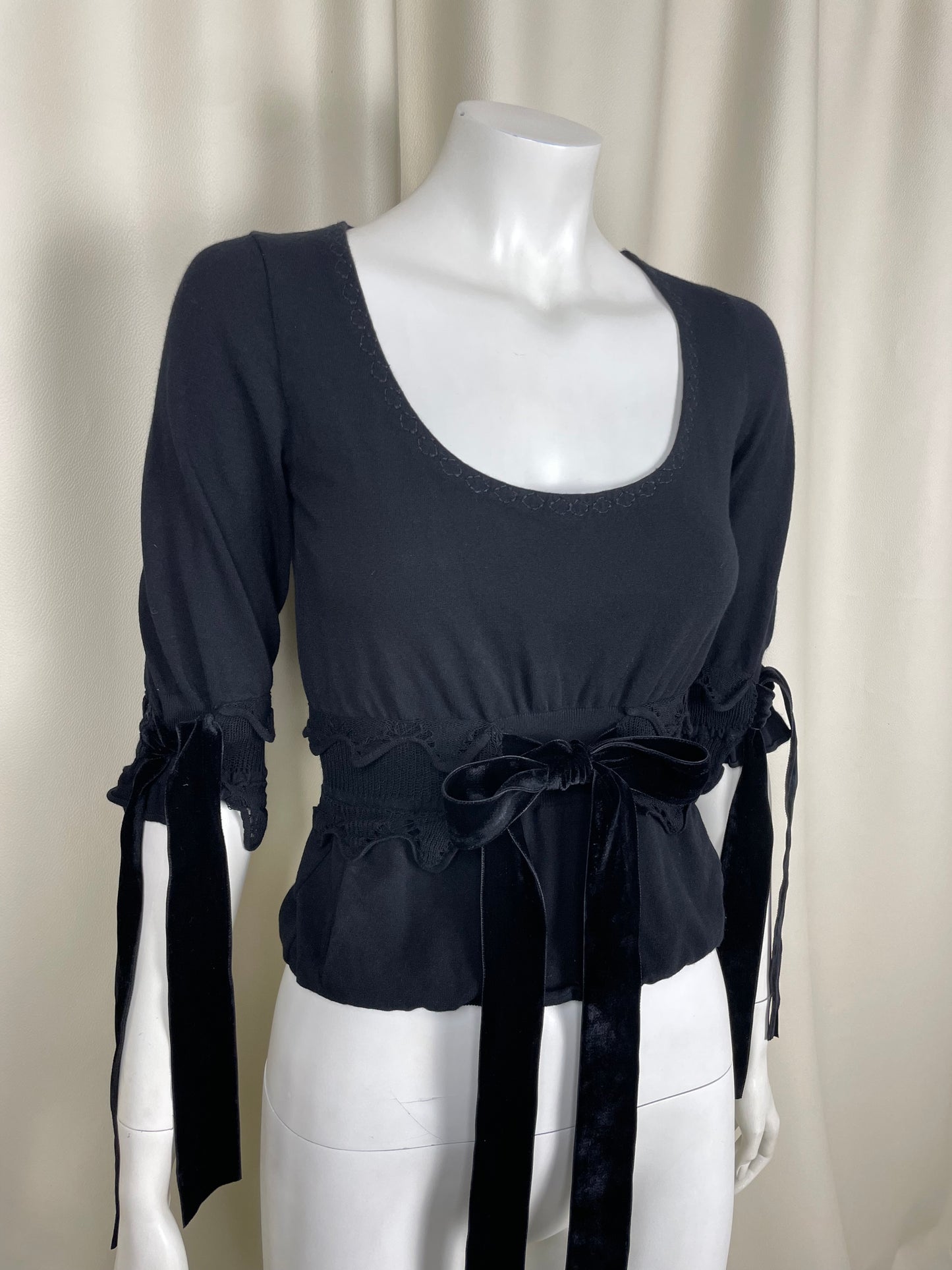 Saint Laurent by Tom Ford F/W 2002 Velour Tie Top (S)