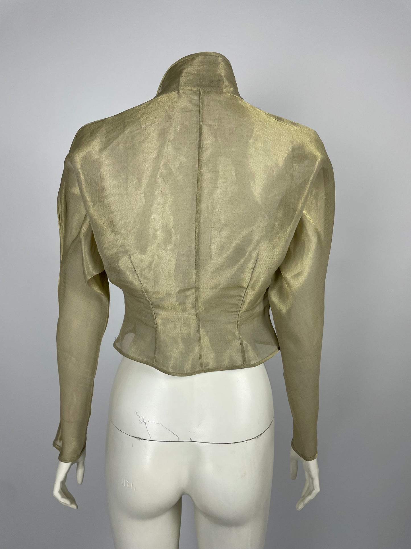 Lanvin 1990’s Silk twisted sleeves asymmetrical blouse