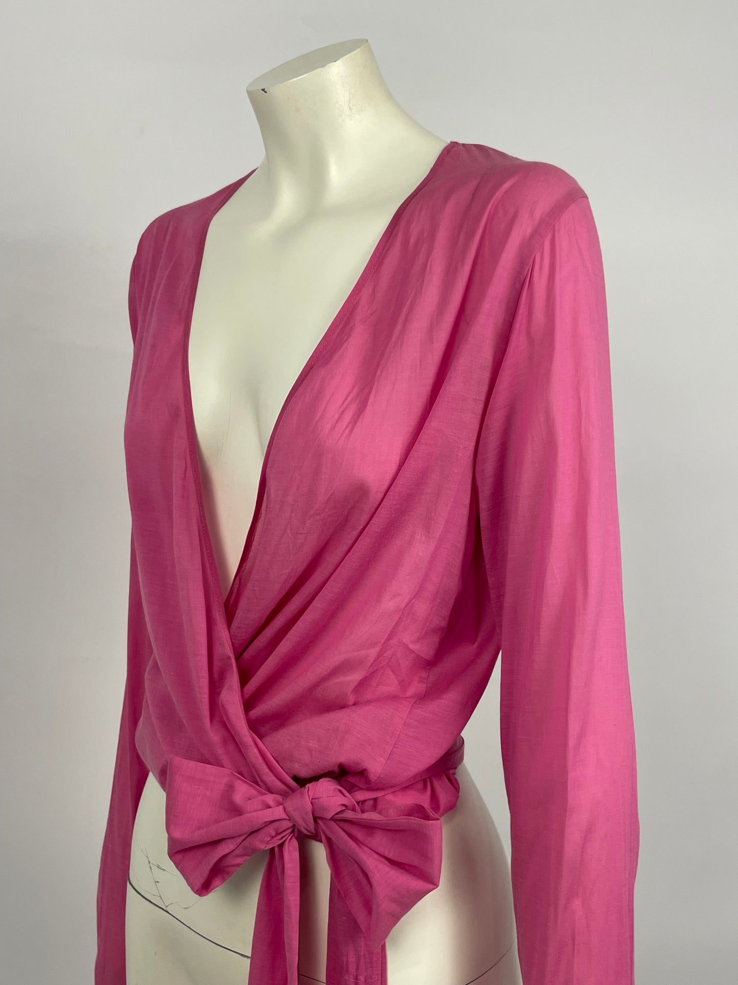 Dior 2000’s Pink linen tie blouse
