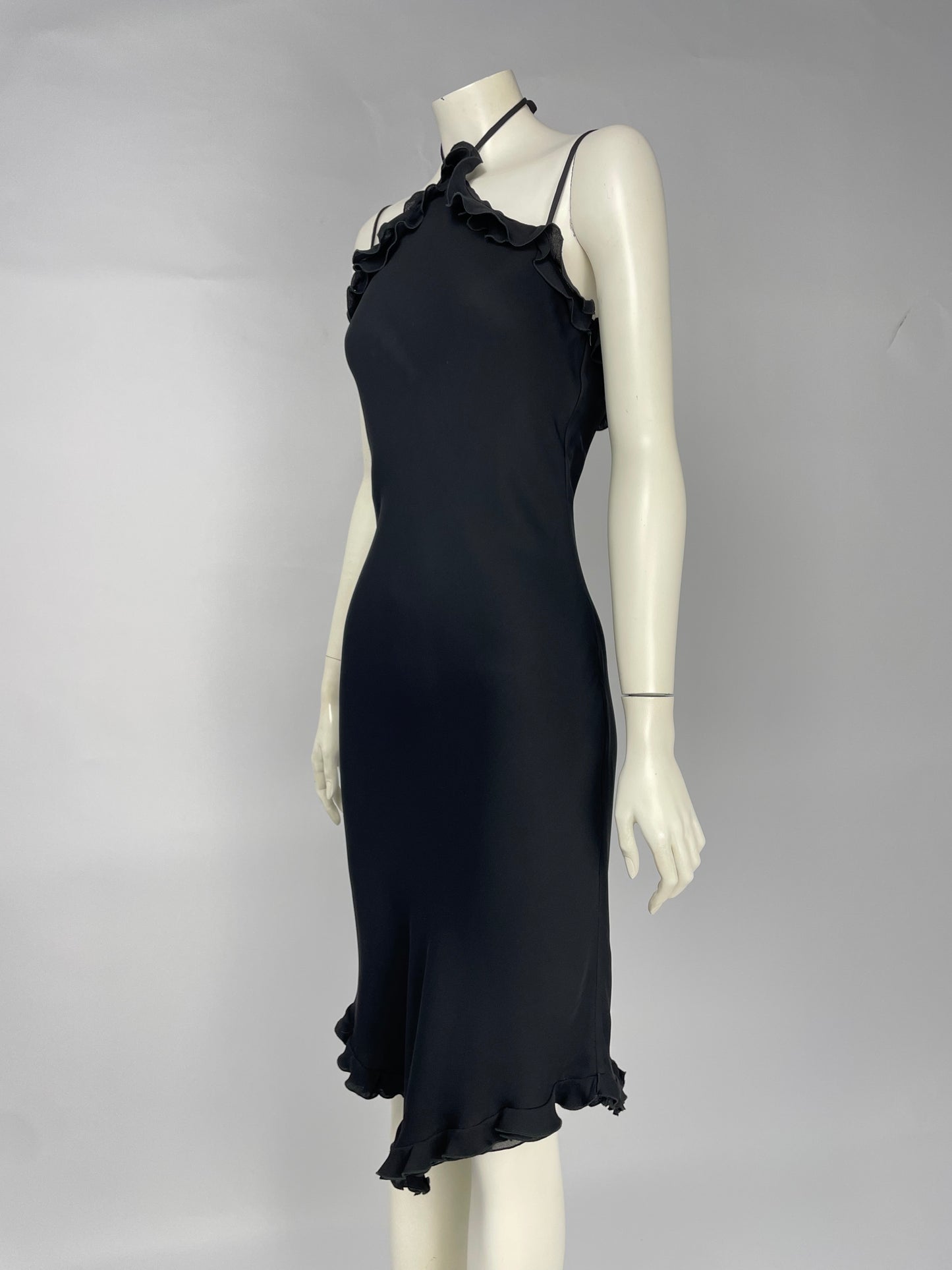 Armani 2000’s Black ruffled maxi dress