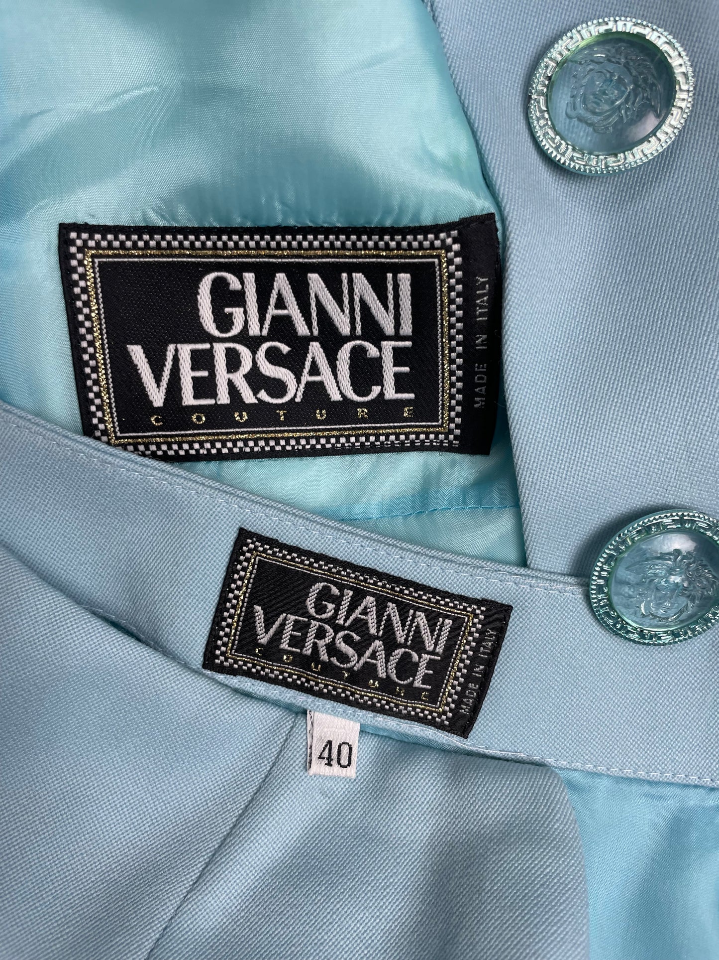 Gianni Versace Couture F/W 1995 Pastel Blue Suit