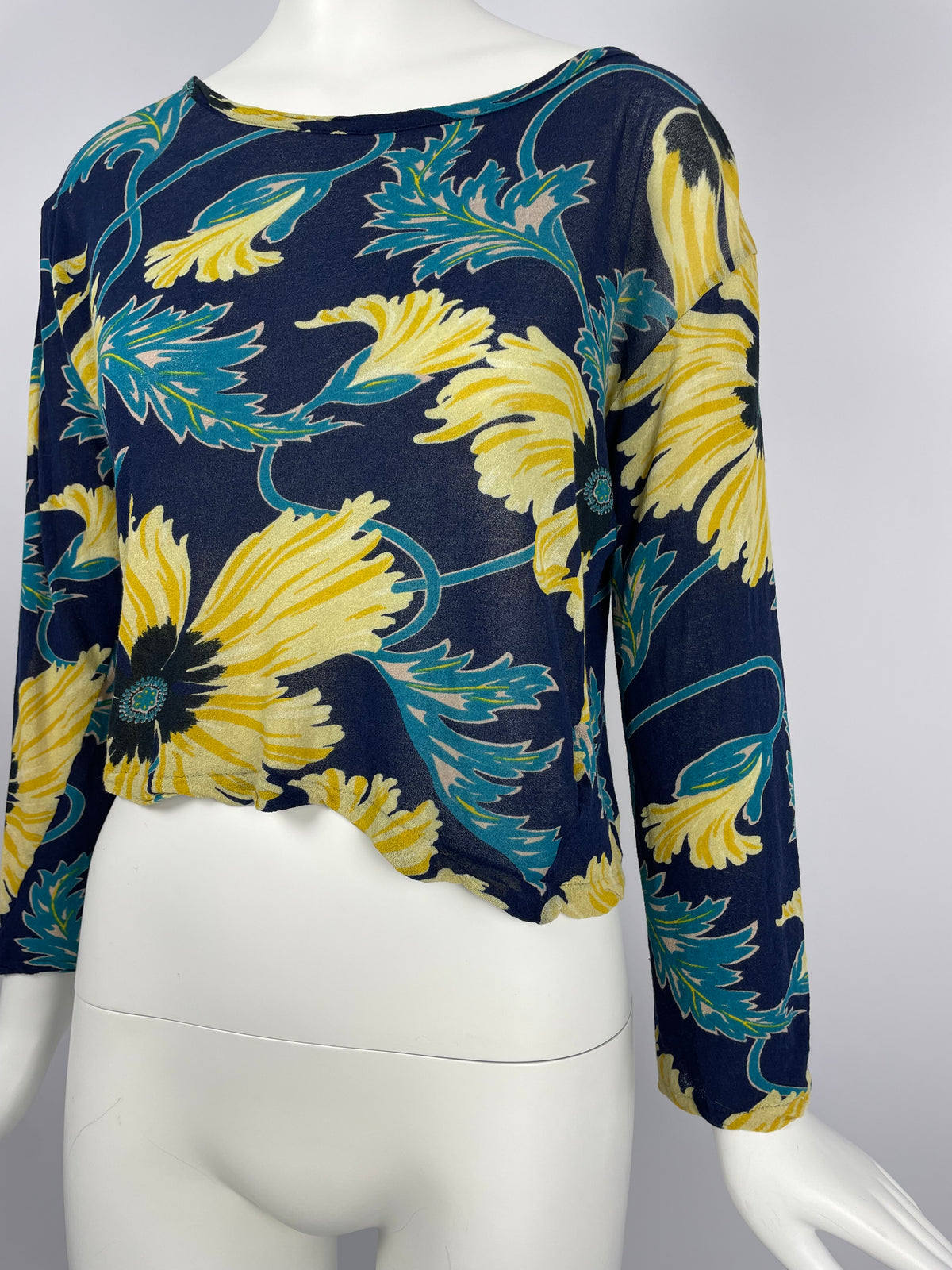 Yohji Yamamoto 2000's Floral print mesh top
