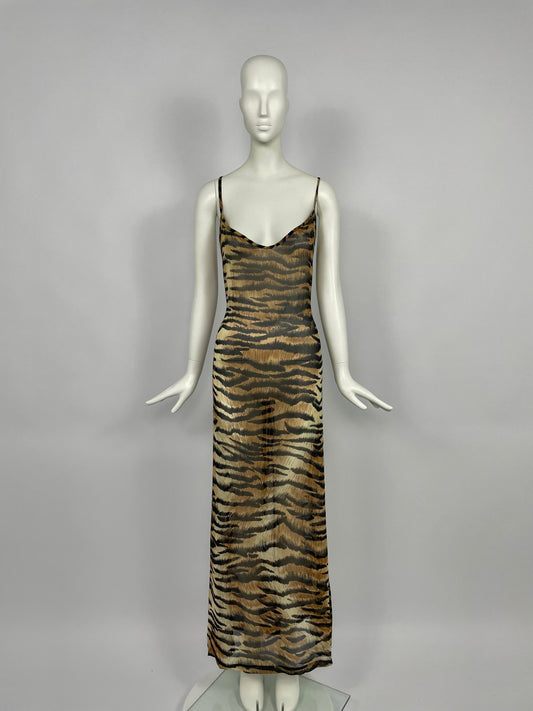 Blumarine 1990's tiger print maxi dress