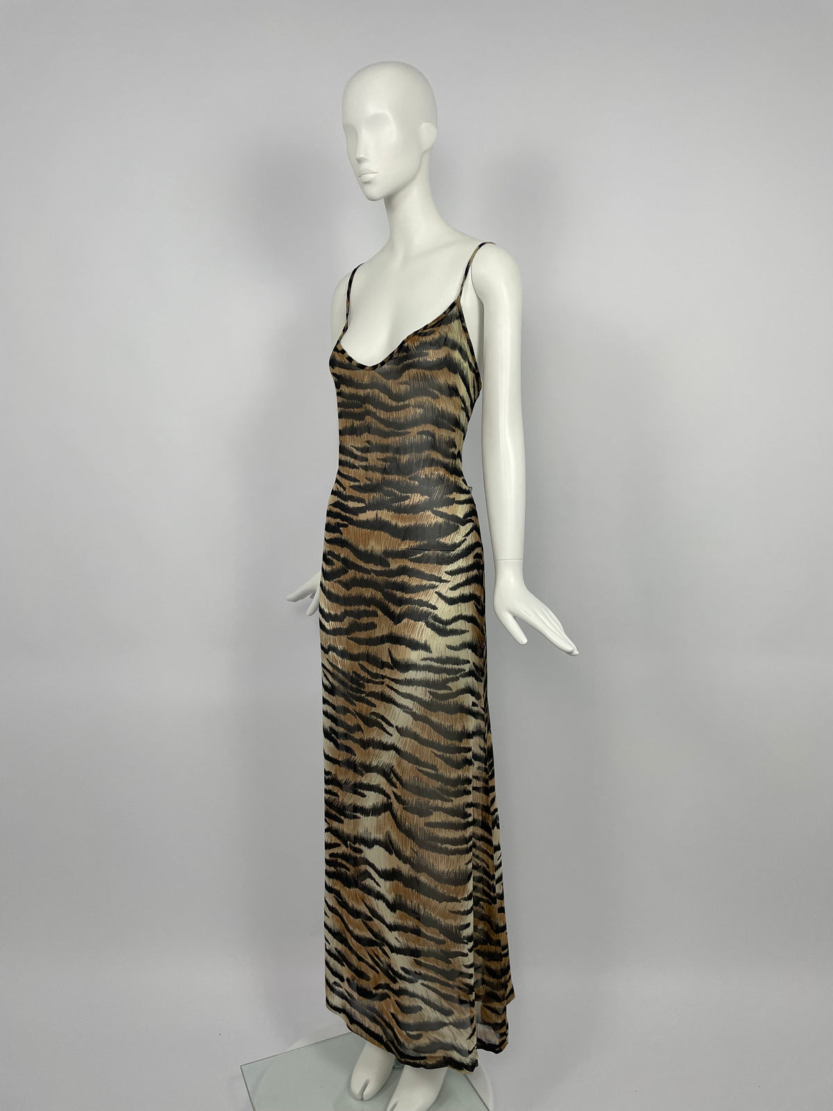 Blumarine 1990's tiger print maxi dress