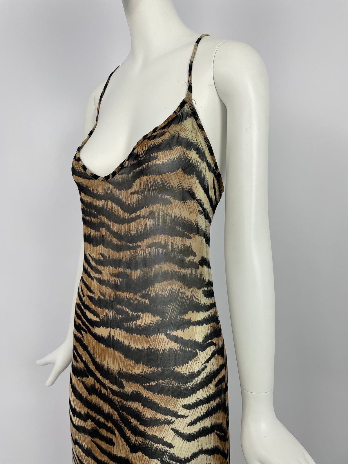 Blumarine 1990's tiger print maxi dress