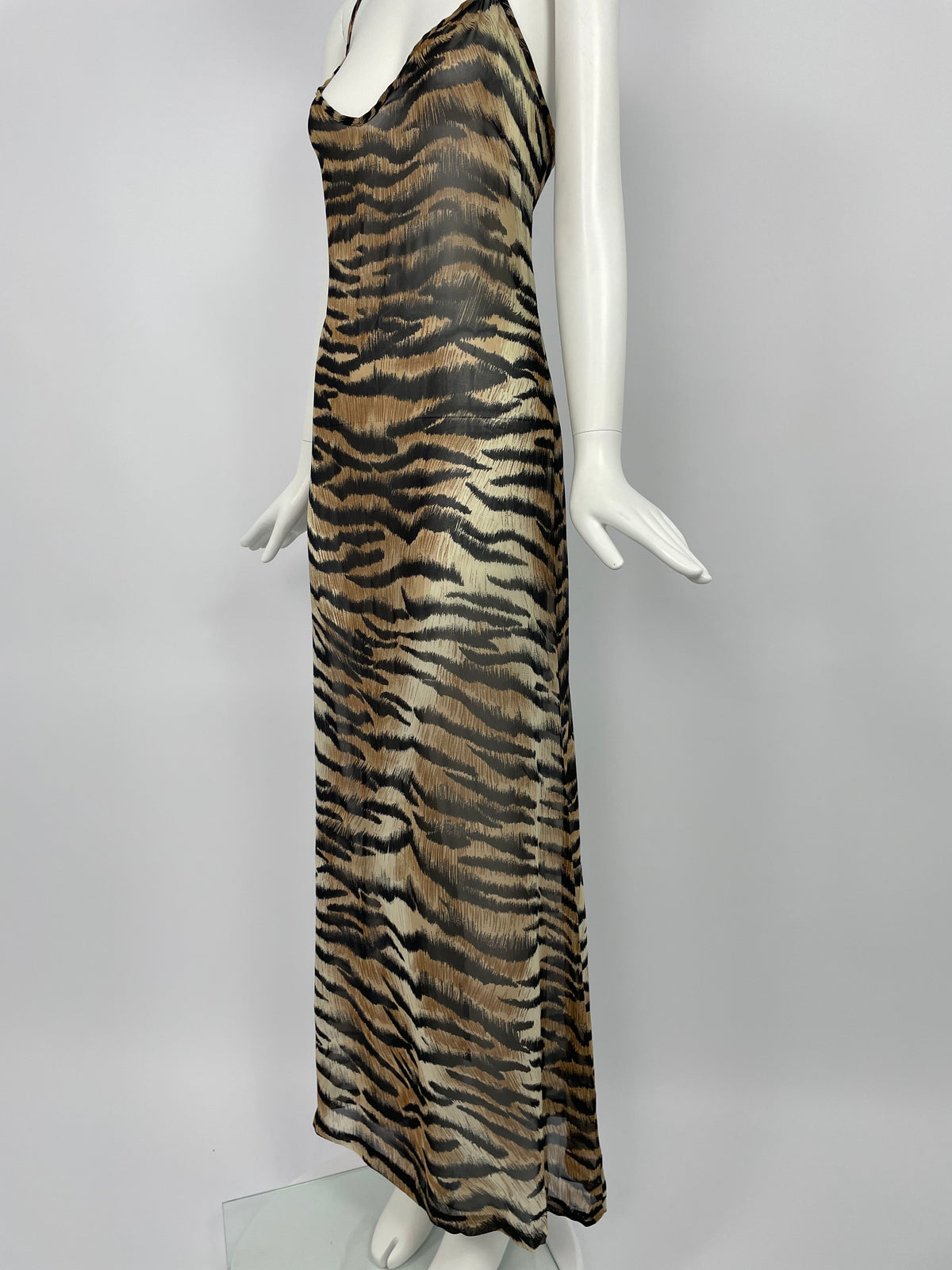 Blumarine 1990's tiger print maxi dress