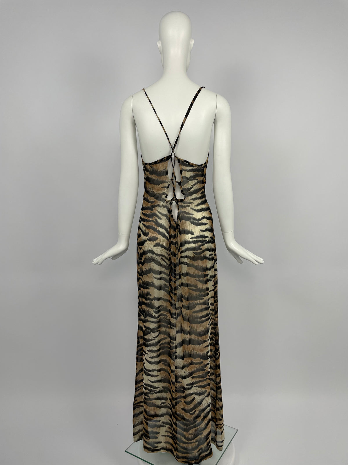 Blumarine 1990's tiger print maxi dress