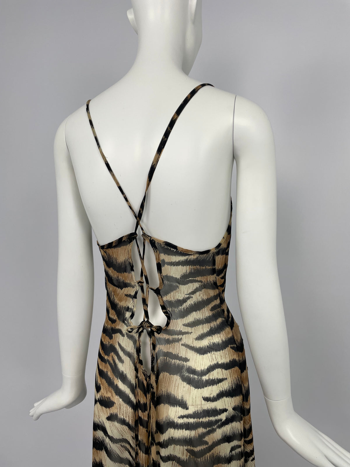 Blumarine 1990's tiger print maxi dress