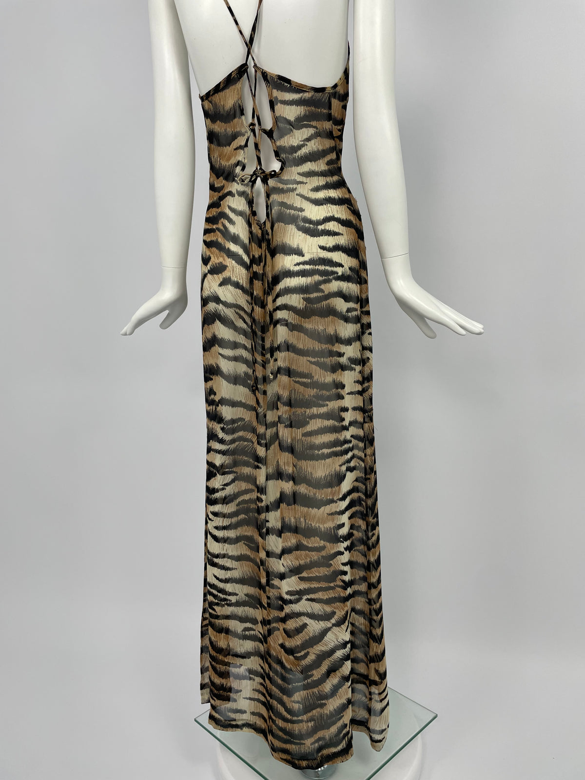 Blumarine 1990's tiger print maxi dress