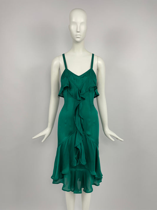 Saint Laurent by Tom Ford F/W 2003 Green flared dress