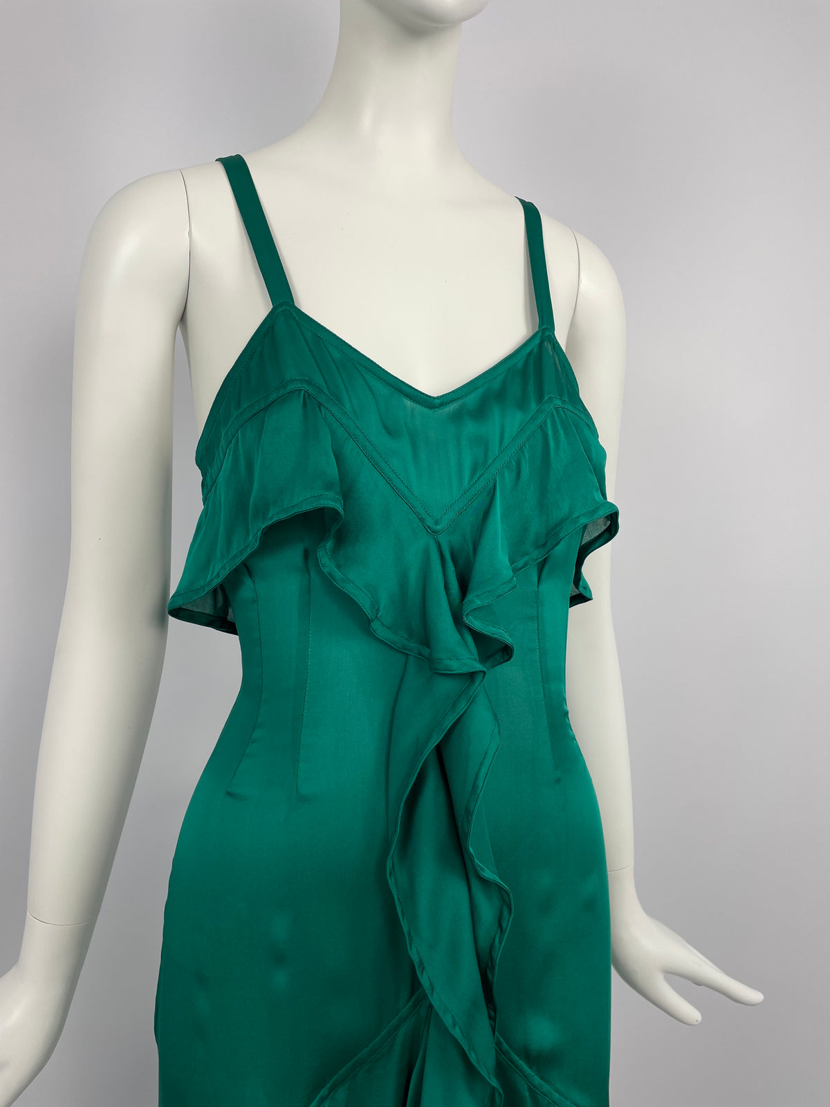 Saint Laurent by Tom Ford F/W 2003 Green flared dress