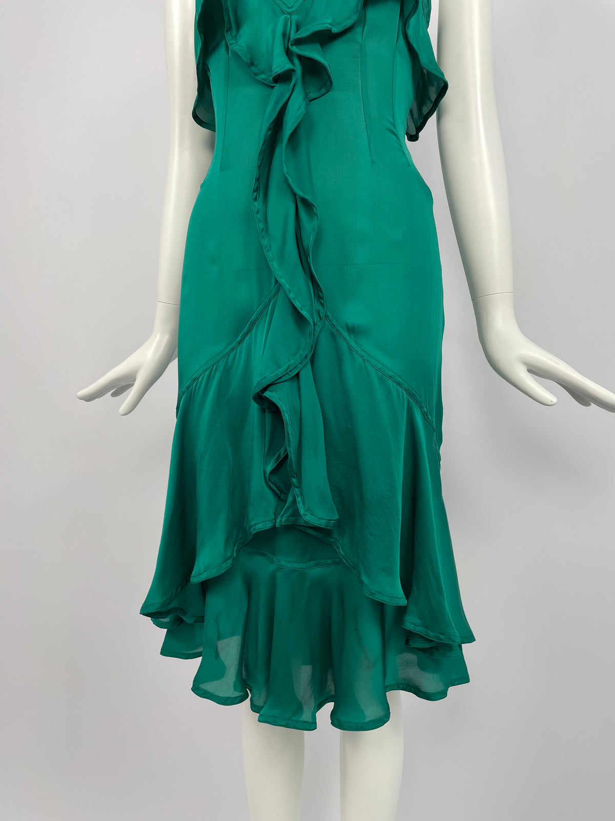 Saint Laurent by Tom Ford F/W 2003 Green flared dress