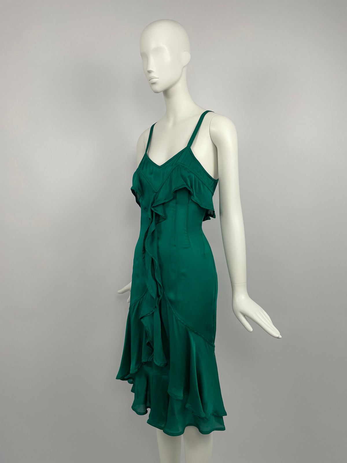 Saint Laurent by Tom Ford F/W 2003 Green flared dress