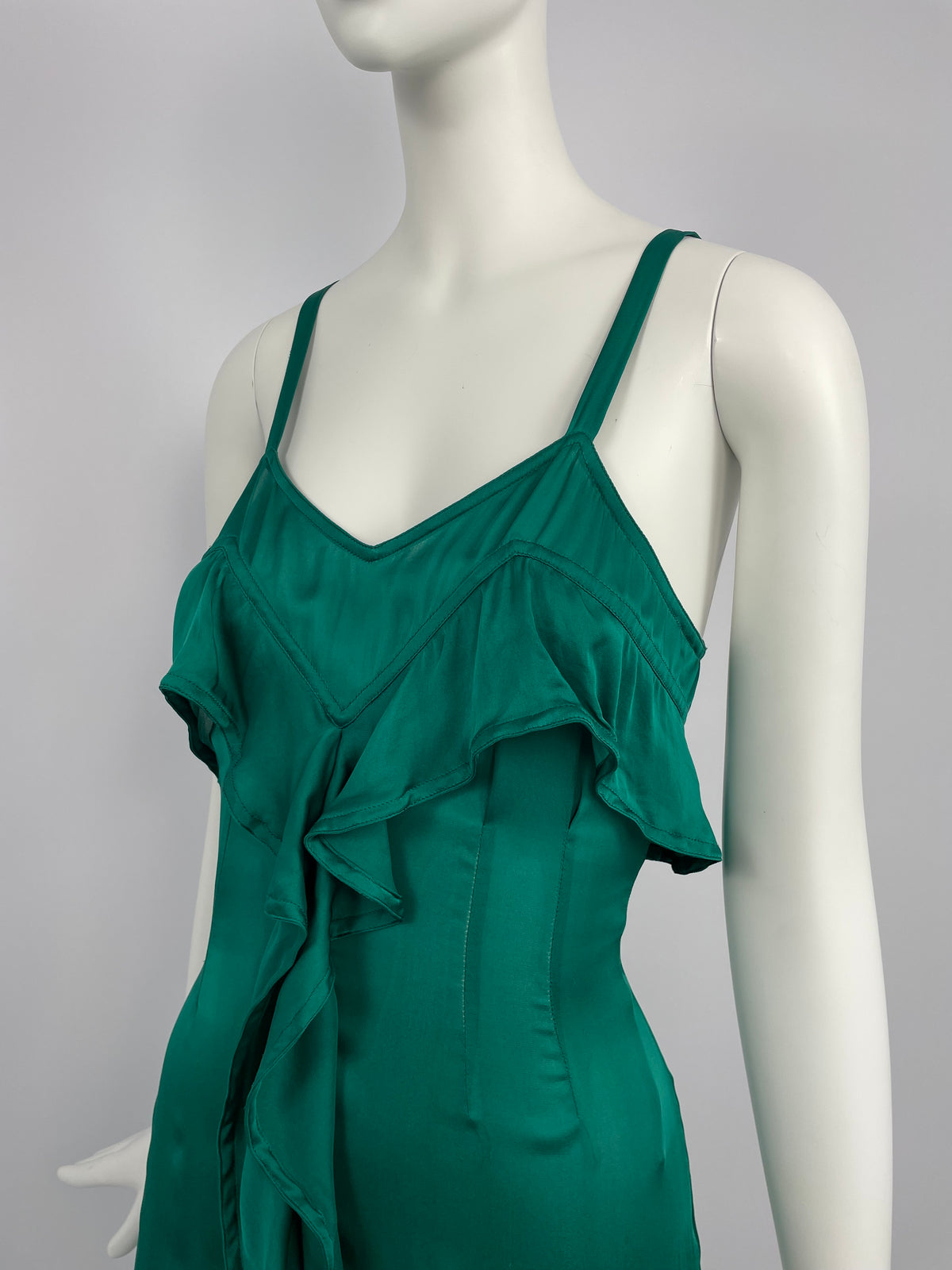 Saint Laurent by Tom Ford F/W 2003 Green flared dress